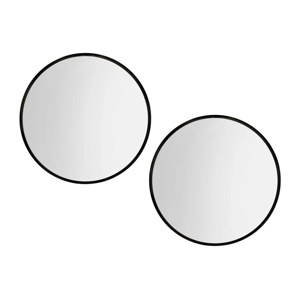 1 Embellir 2 Wall Mirror Makeup 70cm Home Decor Framed Mirrors Bathroom Round - Black, 1 of 6