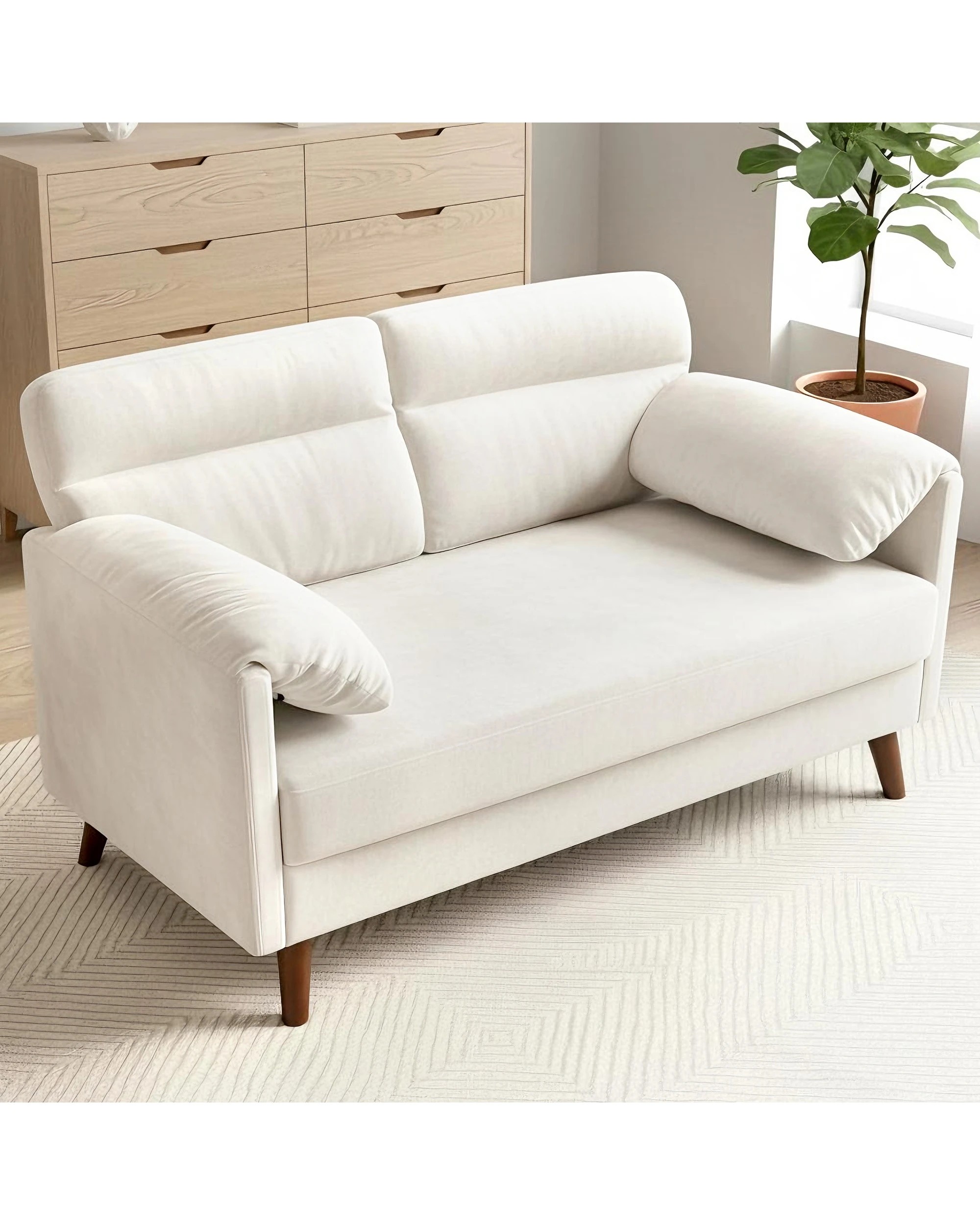 3 Advwin 2-Seater Sofa 120cm Love Seat Velvet Fabric Small Loveseat Sofa Couch for Compact Small Space, 3 of 9