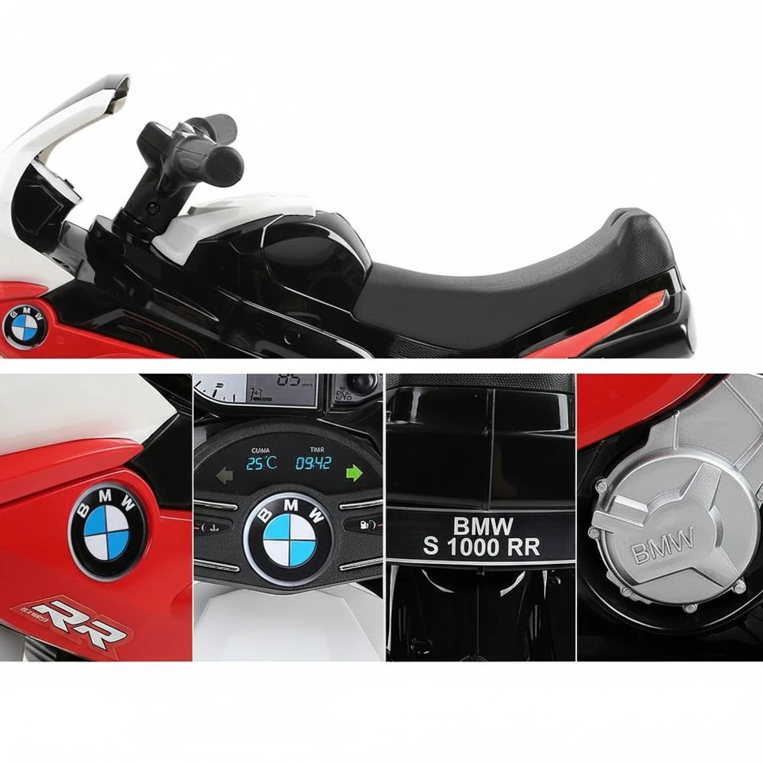 3 Kids Electric Ride On Car Police Motorcycle Motorbike BMW Licensed S1000RR Red - Red, 3 of 6