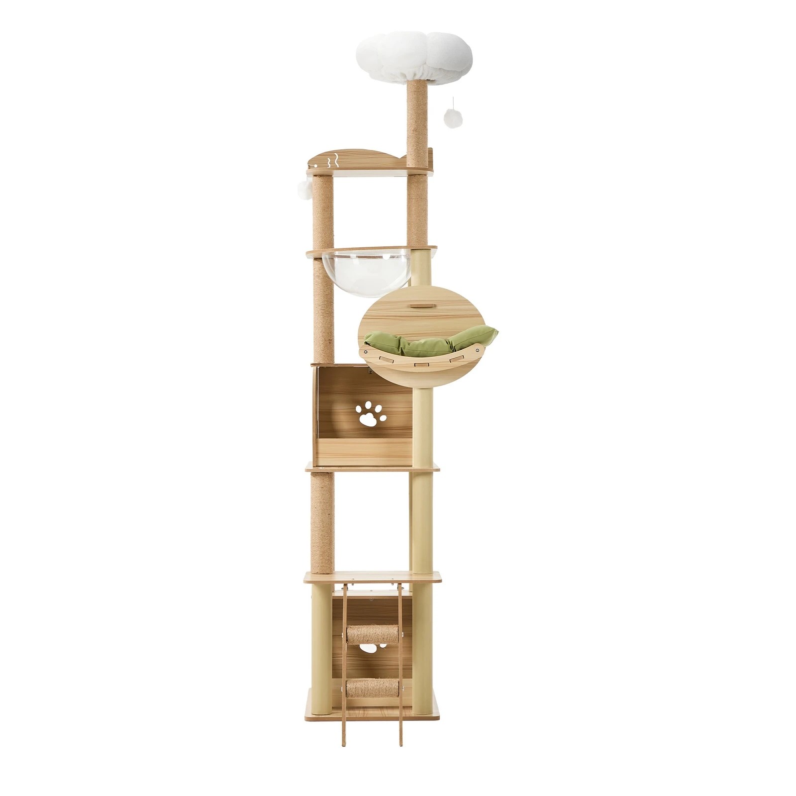 5 Alopet Cat Tree Tower Scratching Post Scratcher Condo House Bed Furniture 203cm - Natural, 5 of 7