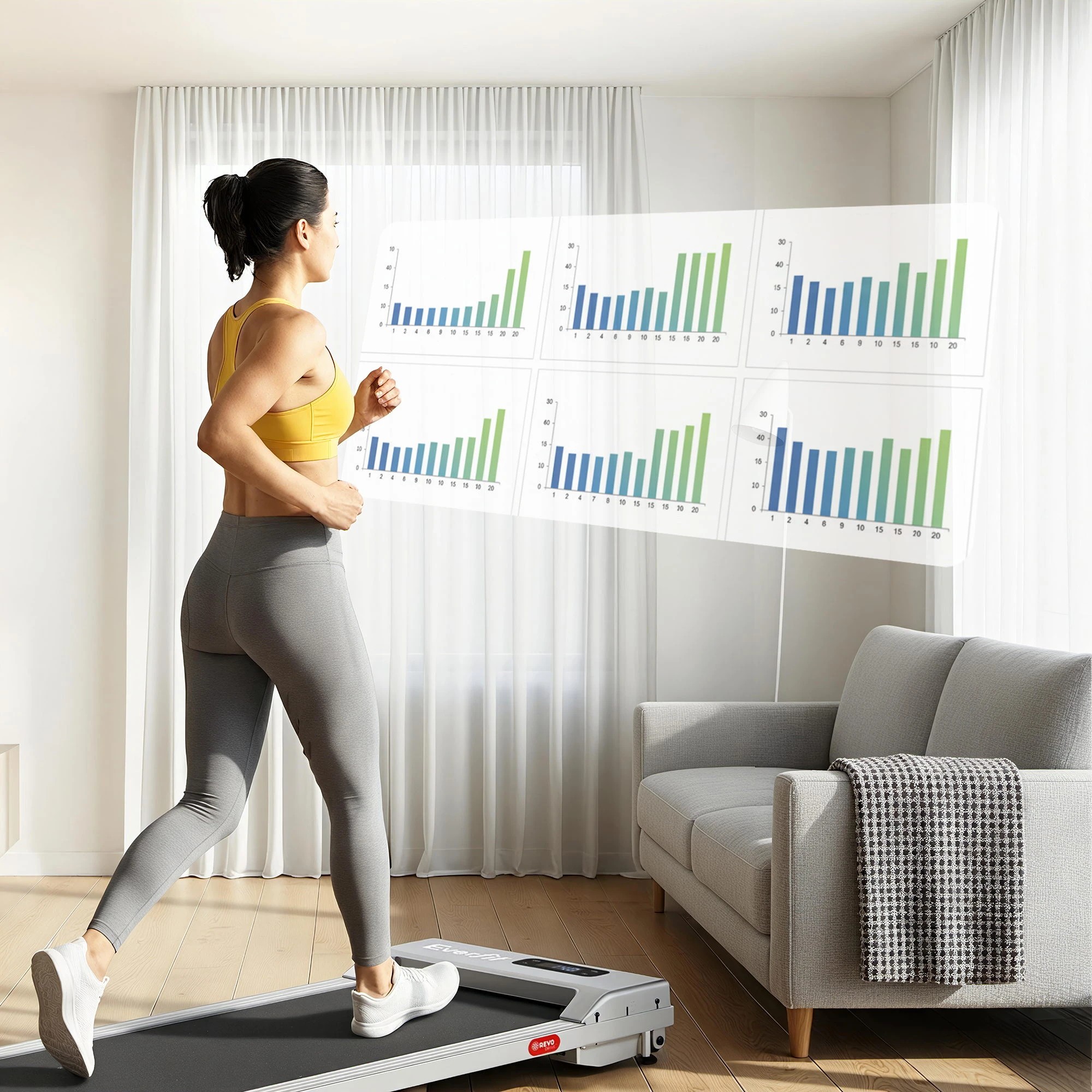 6 Everfit 3 in 1 Walking Pad Treadmill 12% Incline Under Desk Treadmills With 38cm Wide Belt - Silver, 6 of 9