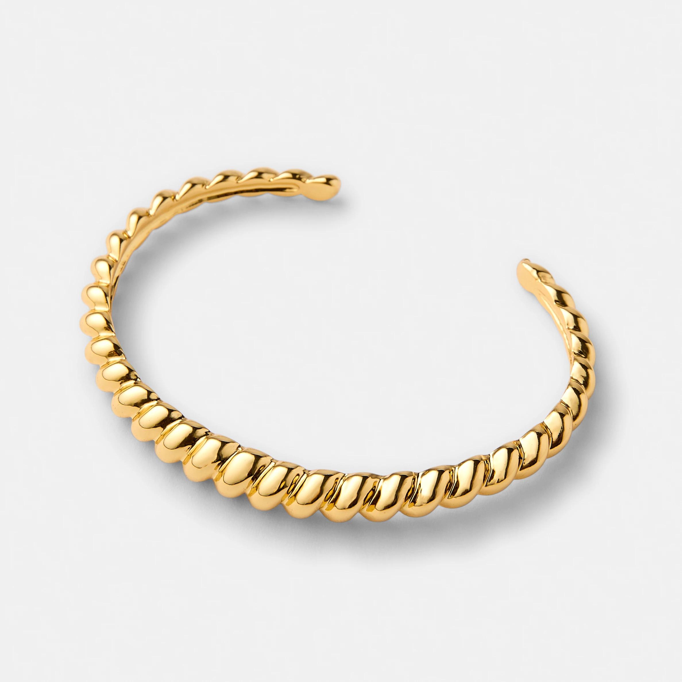 1 18K Gold Plated Twist Cuff Bracelet Gold, 1 of 4