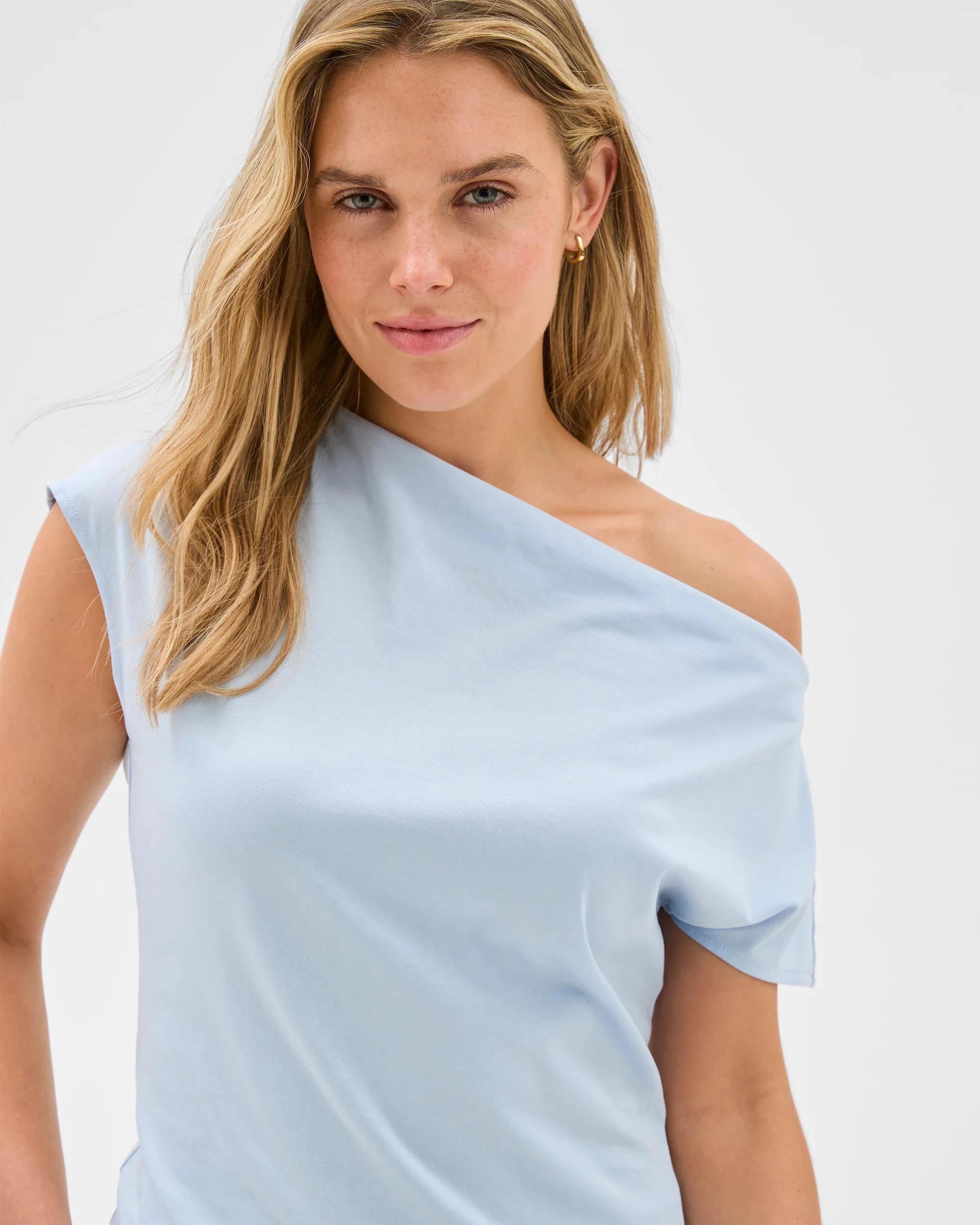 3 Australian Cotton Blend Slouchy Asymmetrical T-Shirt - Lily Loves KENTUCKY BLUE, 3 of 6