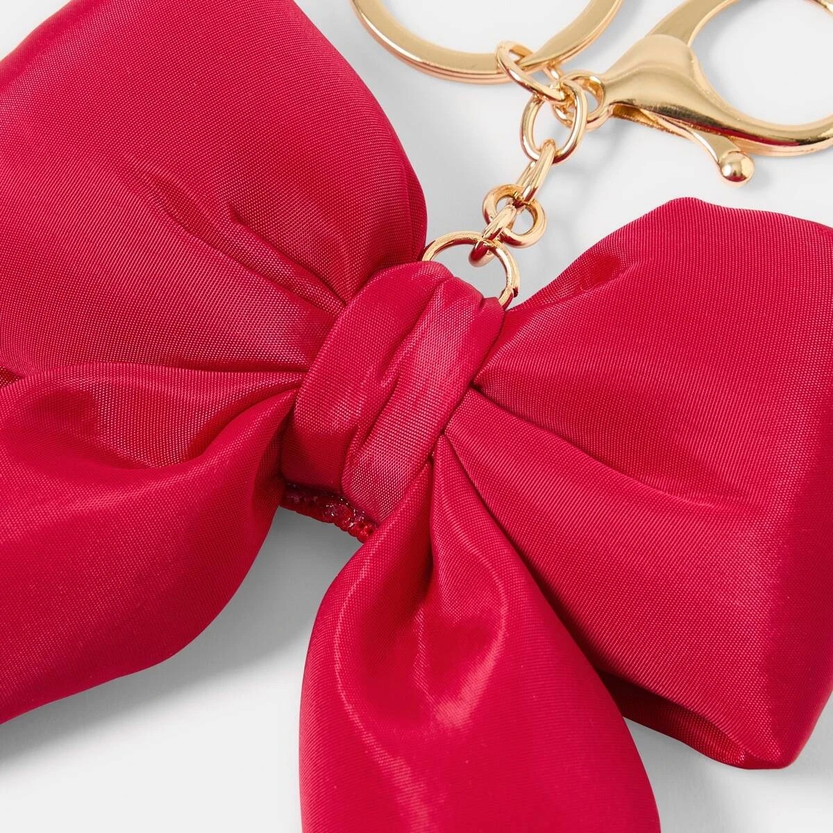 2 Puffy Bow Keyring - Gold Tone and Red, 2 of 3