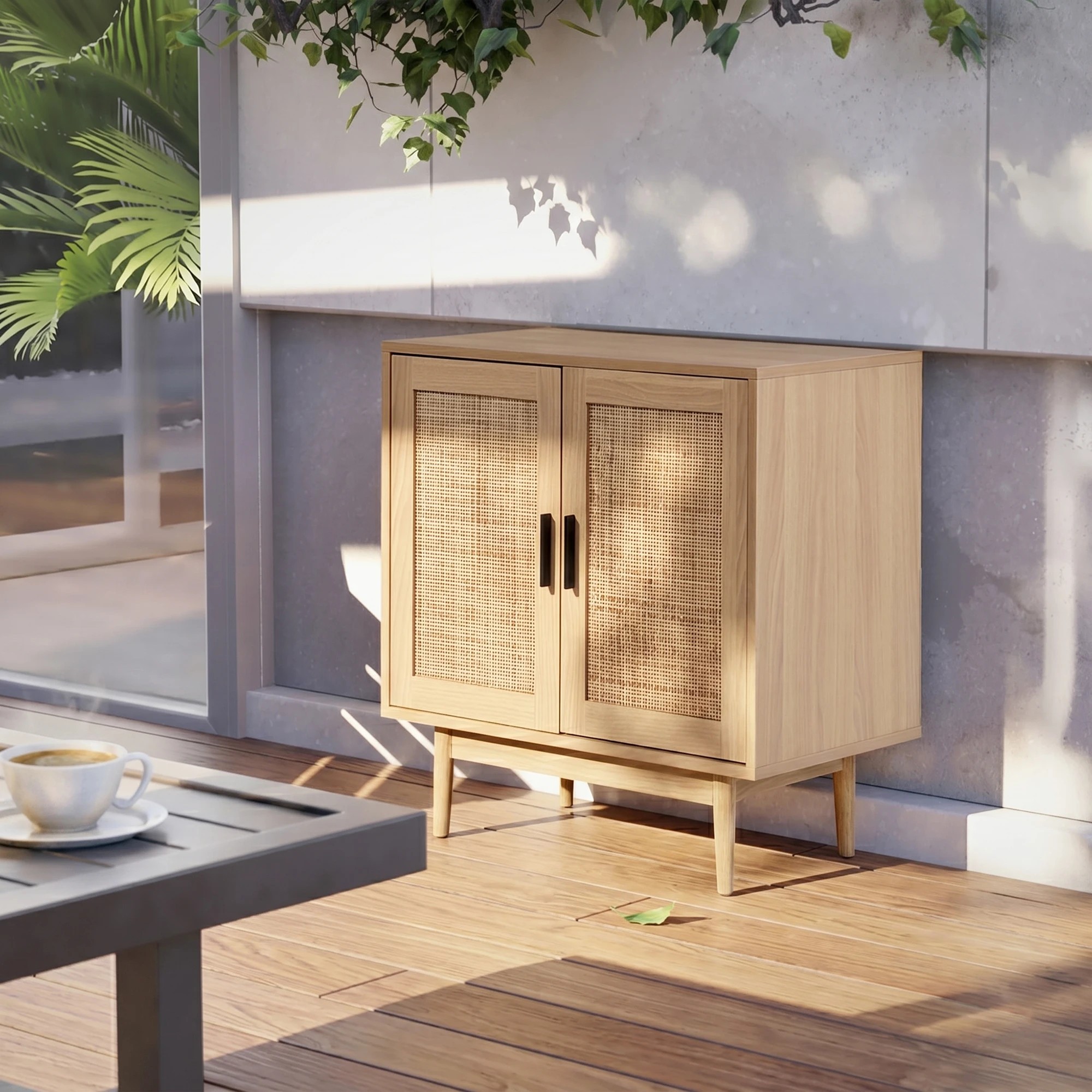 6 Artiss 2x Buffet Unit Cabinet Sideboard Rattan - Natural, 6 of 9