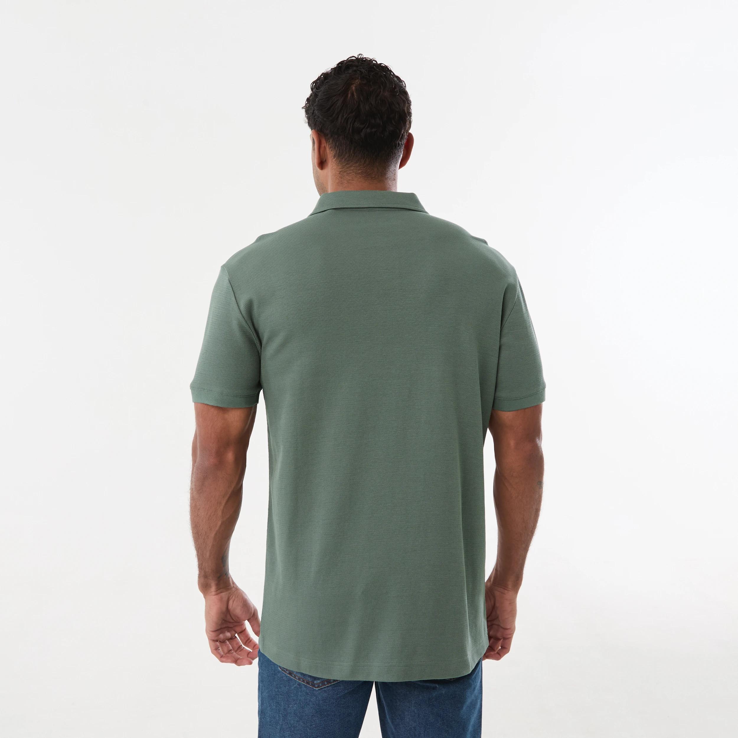 3 Textured Polo Shirt AGAVE, 3 of 5