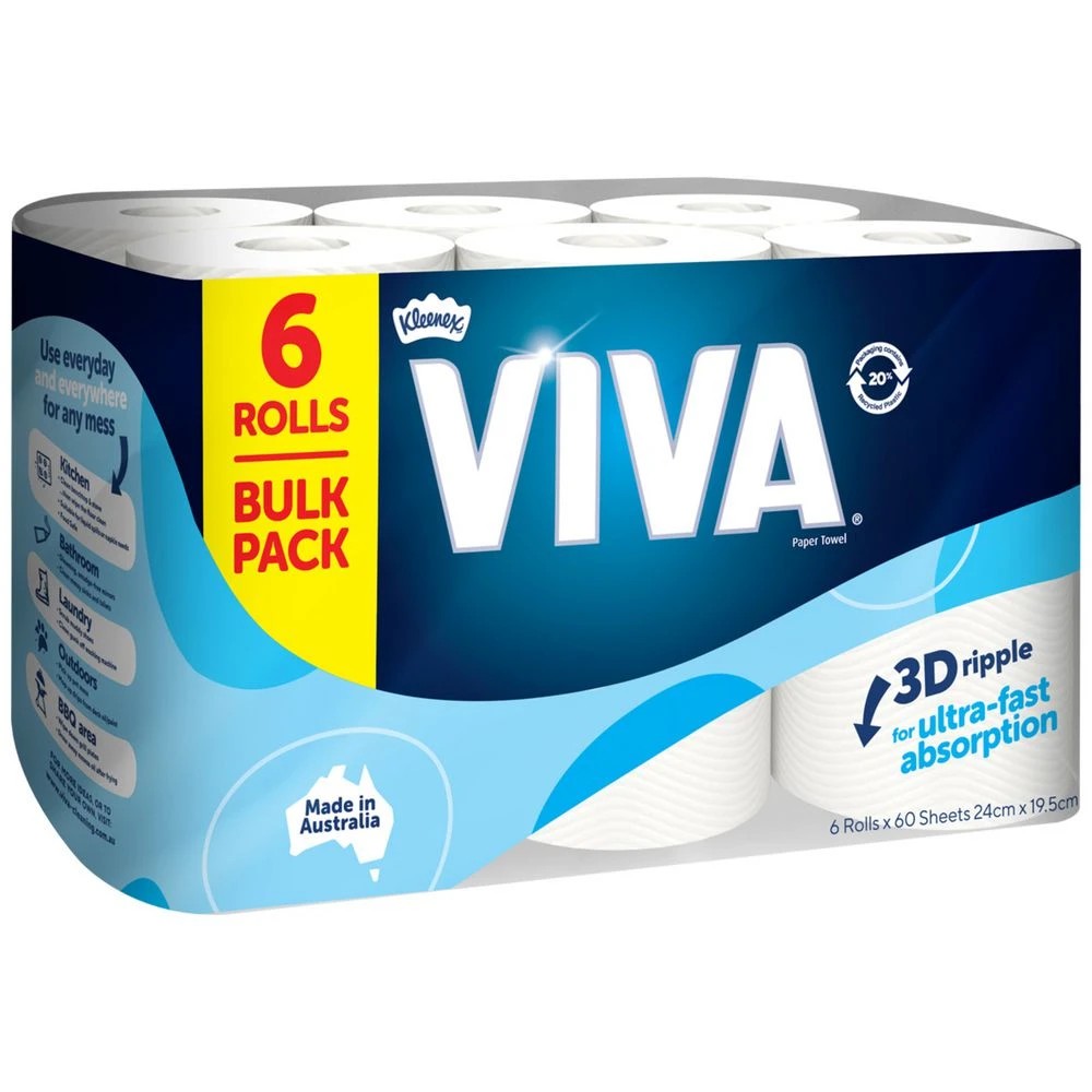 1 Kleenex VIVA Kitchen Towels 120 Sheet 6 Pack, 1 of 5