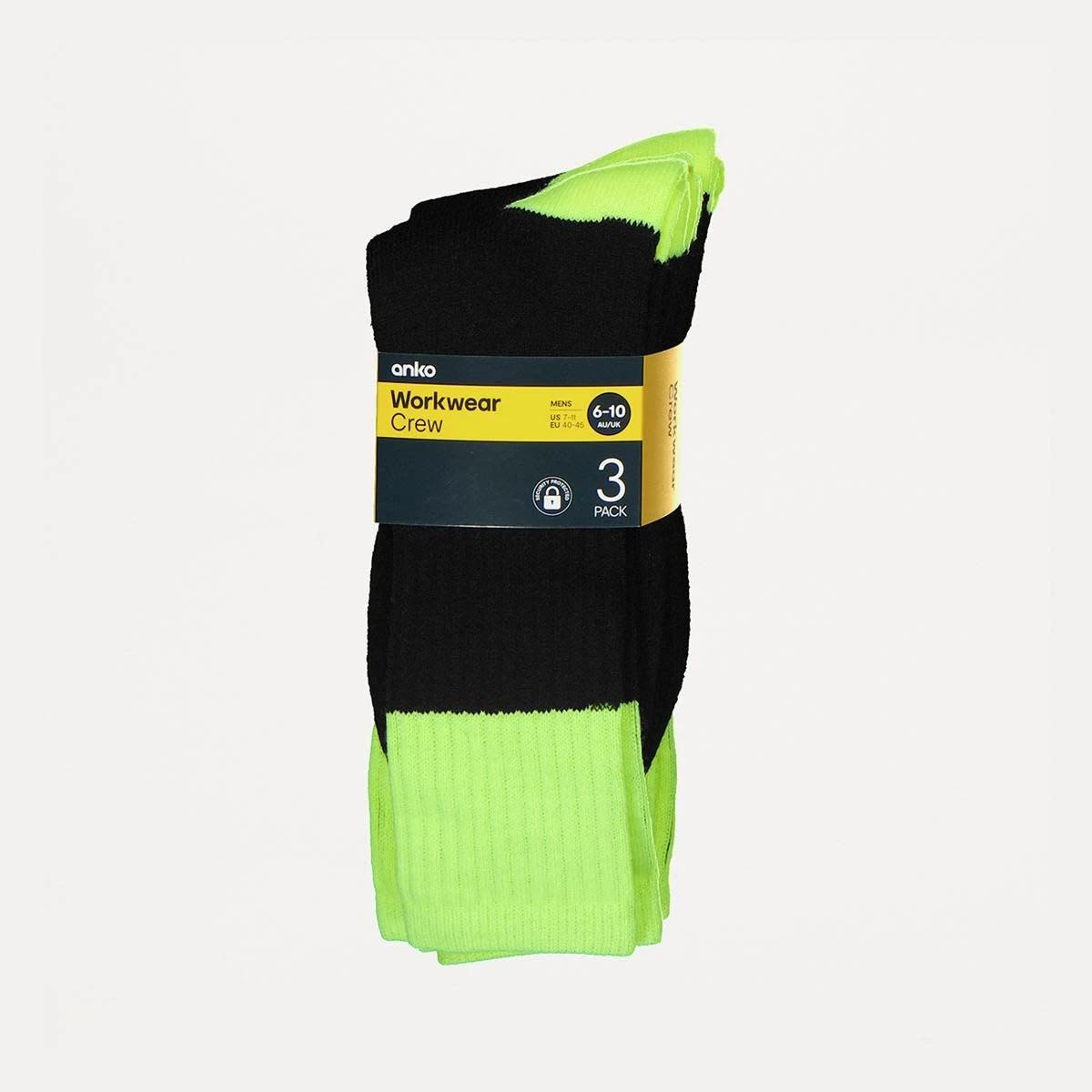 3 3 Pack Work Socks BLACK YELLOW TOP, 3 of 3