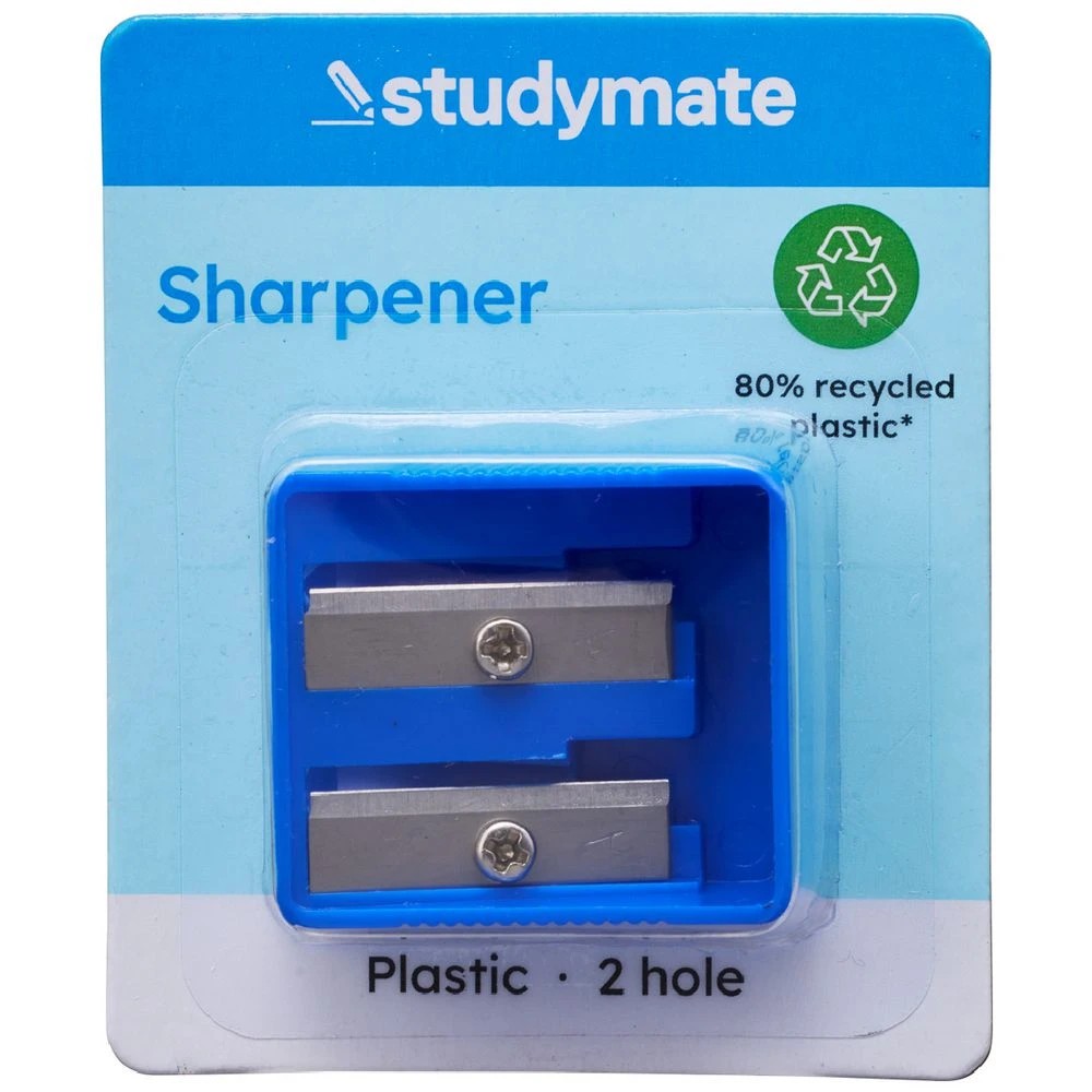 2 Studymate Recycled Plastic Wedge 2 Hole Sharpener Blue, 2 of 2