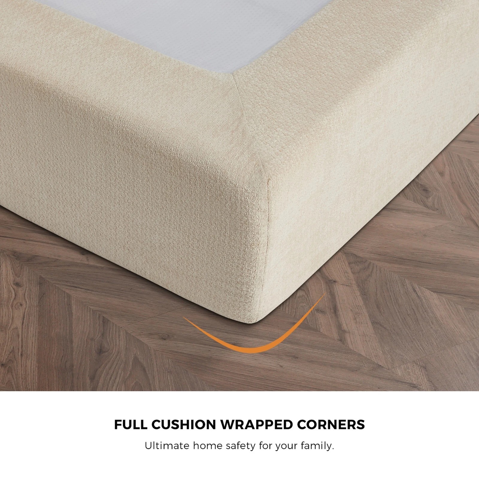 7 Oikiture Queen Semi Compressed Upholstered Fabric Bed Frame Internal Metal Base Chenille - Beige, 7 of 10