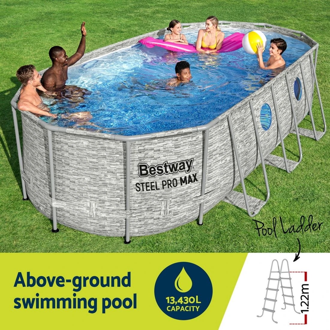 3 Bestway Swimming Pool 549x274x122cm Steel Frame Above Ground Pools Filter Pump Ladder 13430L - Multi, 3 of 6