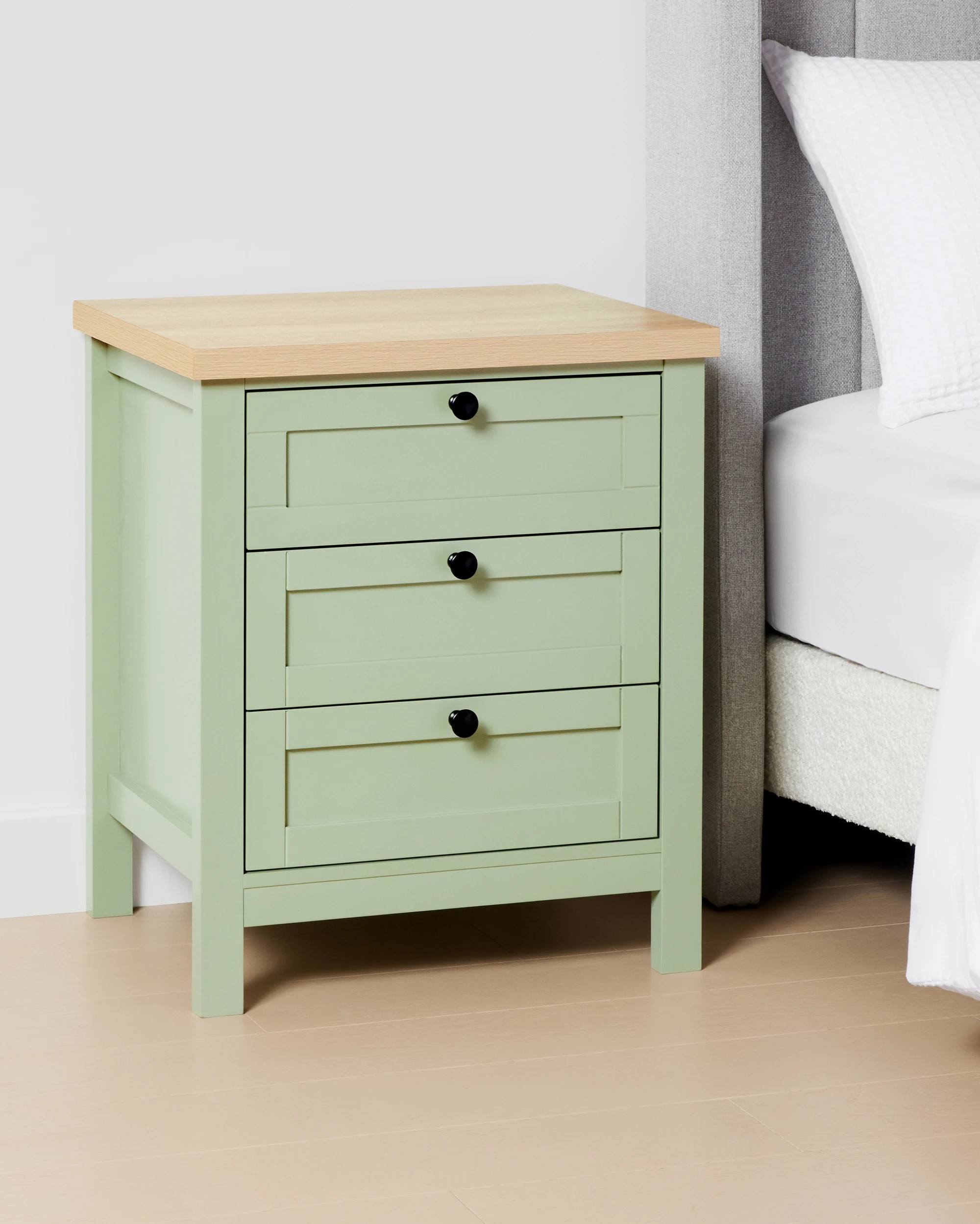 2 Camille 3 Drawer Bedside Table - Sage, 2 of 9