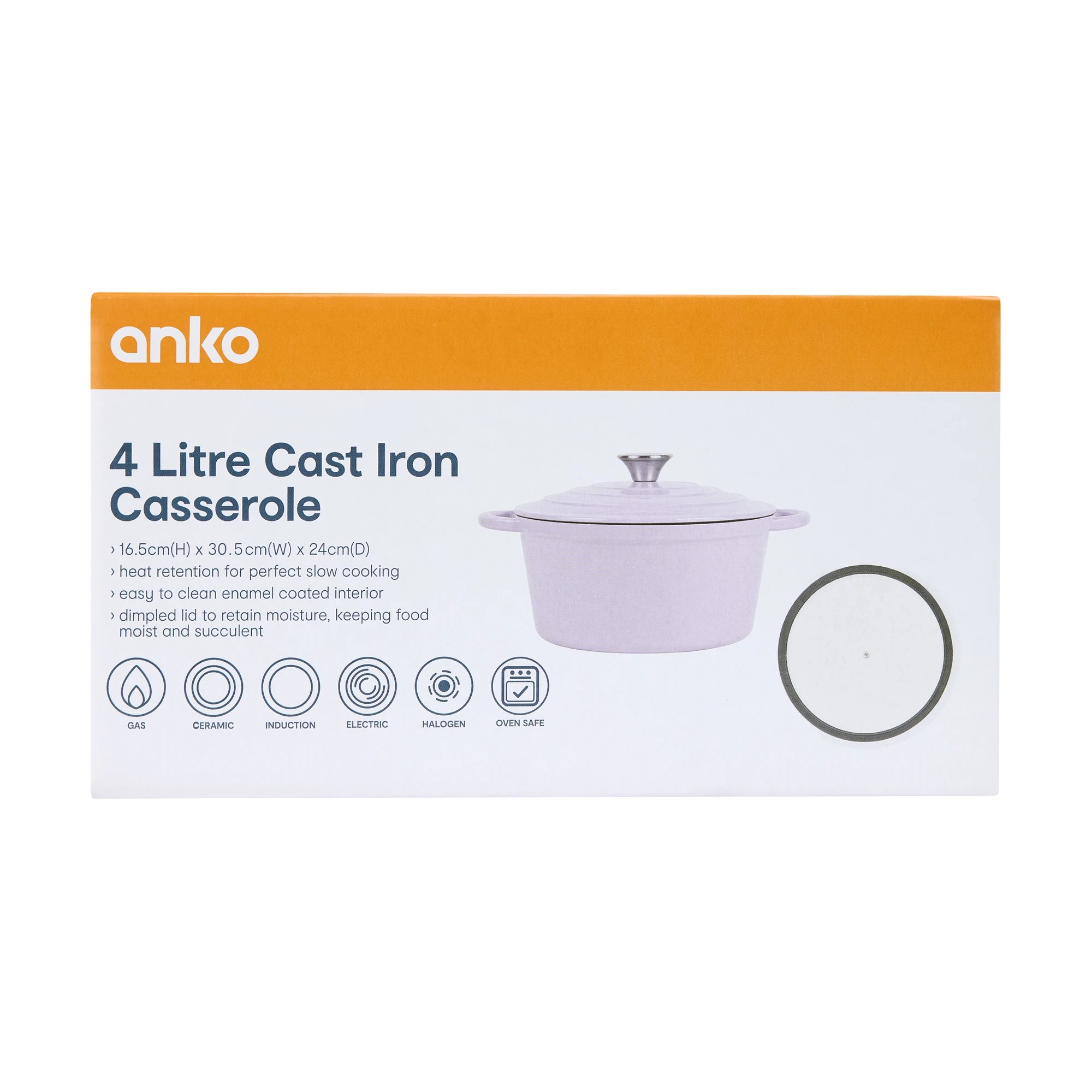 6 4L Lilac Cast Iron Casserole, 6 of 6