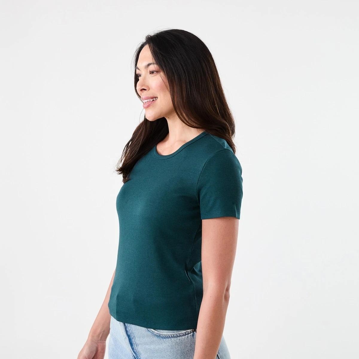 2 Short Sleeve Rib Crew Neck T-shirt KASON GREEN, 2 of 5