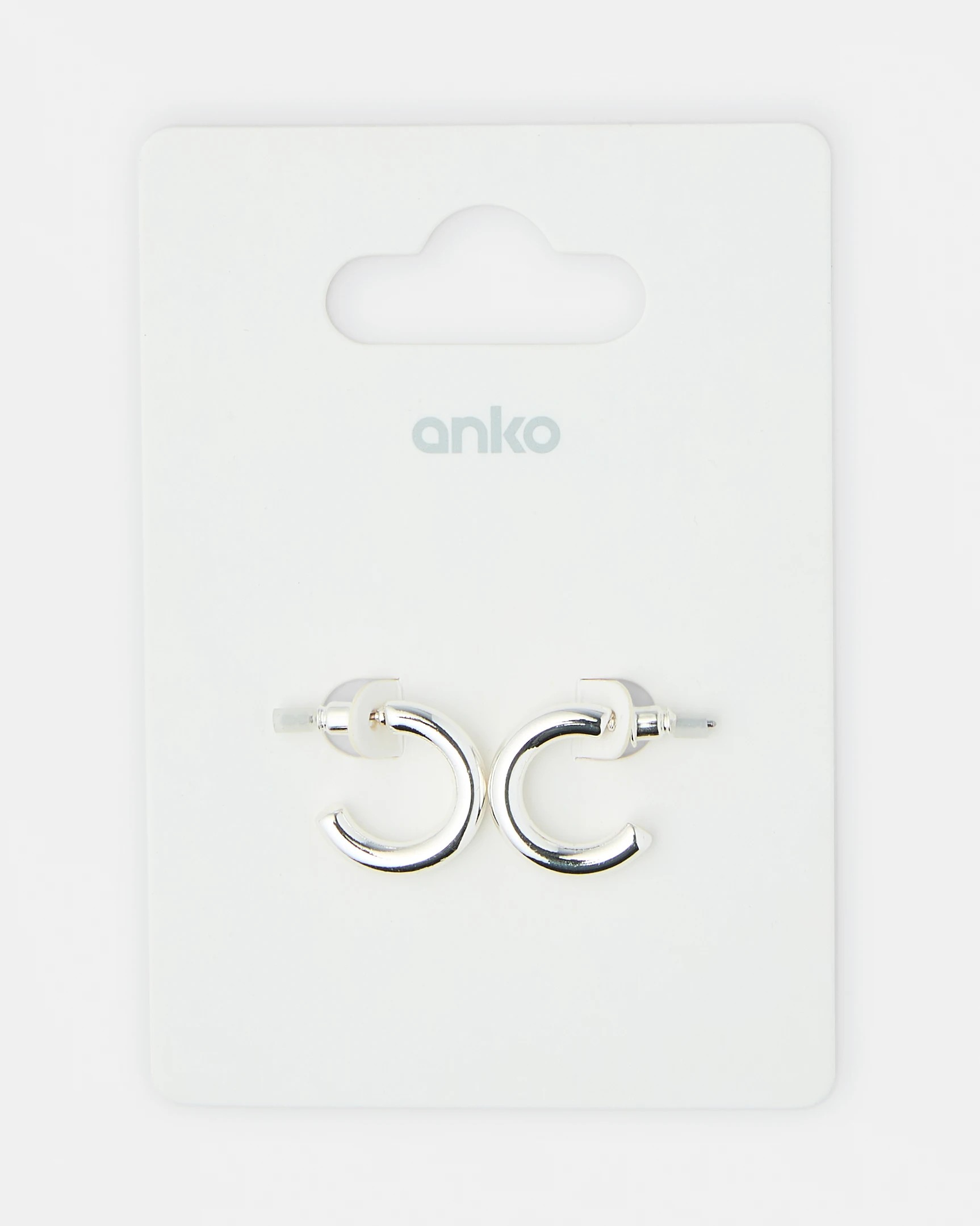 5 Plain Hoop Earrings - Silver Tone, 5 of 5