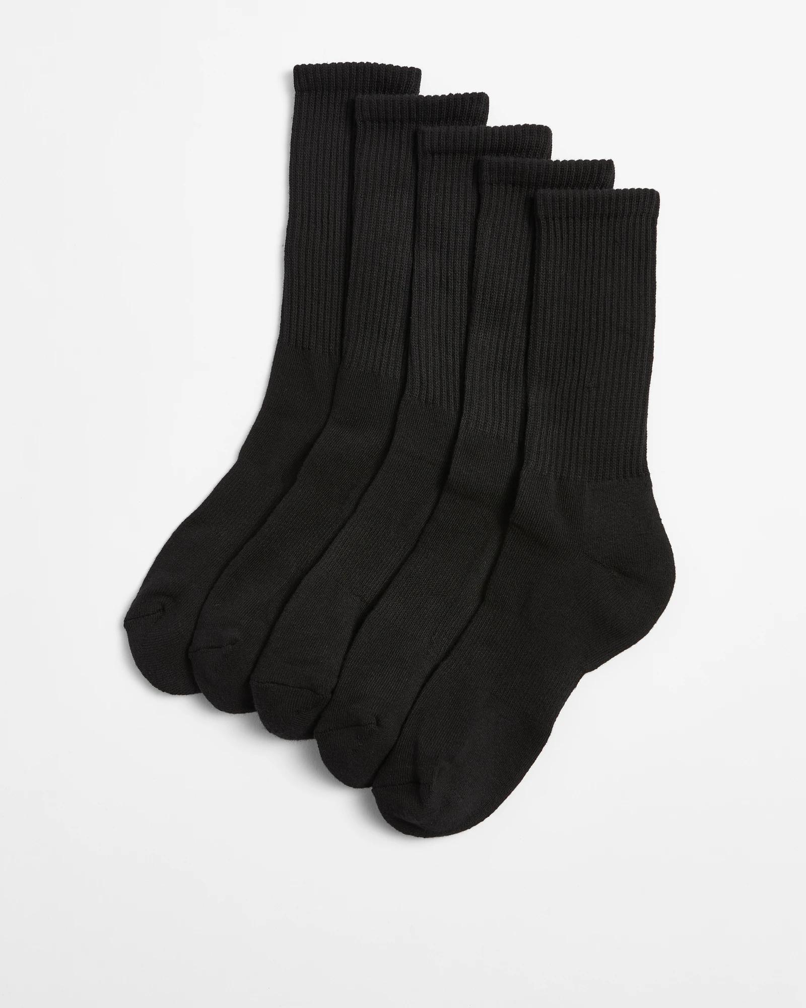 1 Target Active Australian Cotton Blend 5 Pack Crew Sport Socks BLACK, 1 of 3