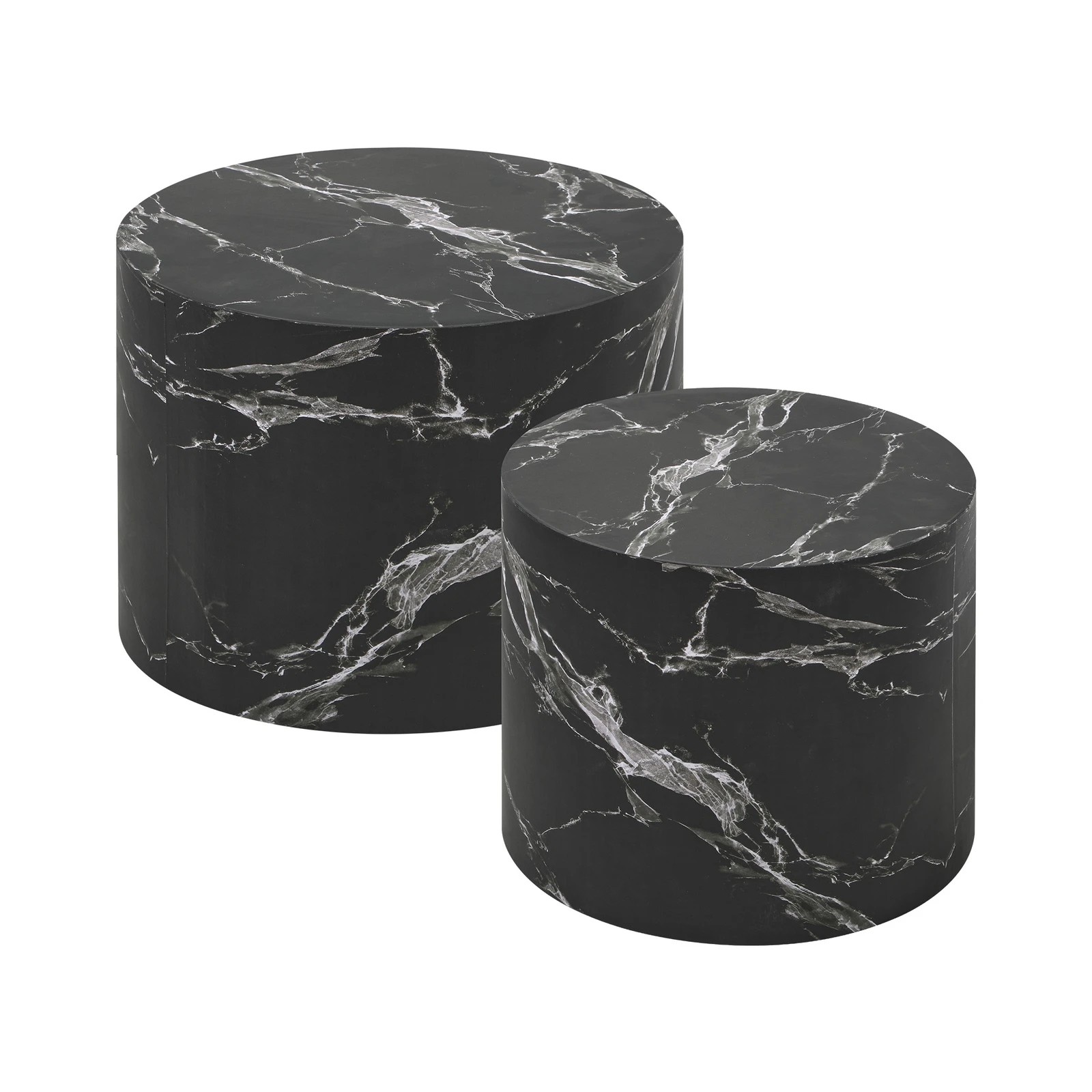 8 Oikiture Coffee Table Set Of 2 Round Side Tables Sofa Cafe Marble Effect
 - Black, 8 of 10
