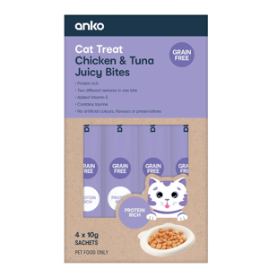 4 Pack Pet Treat Juicy Bite Chicken and Tuna