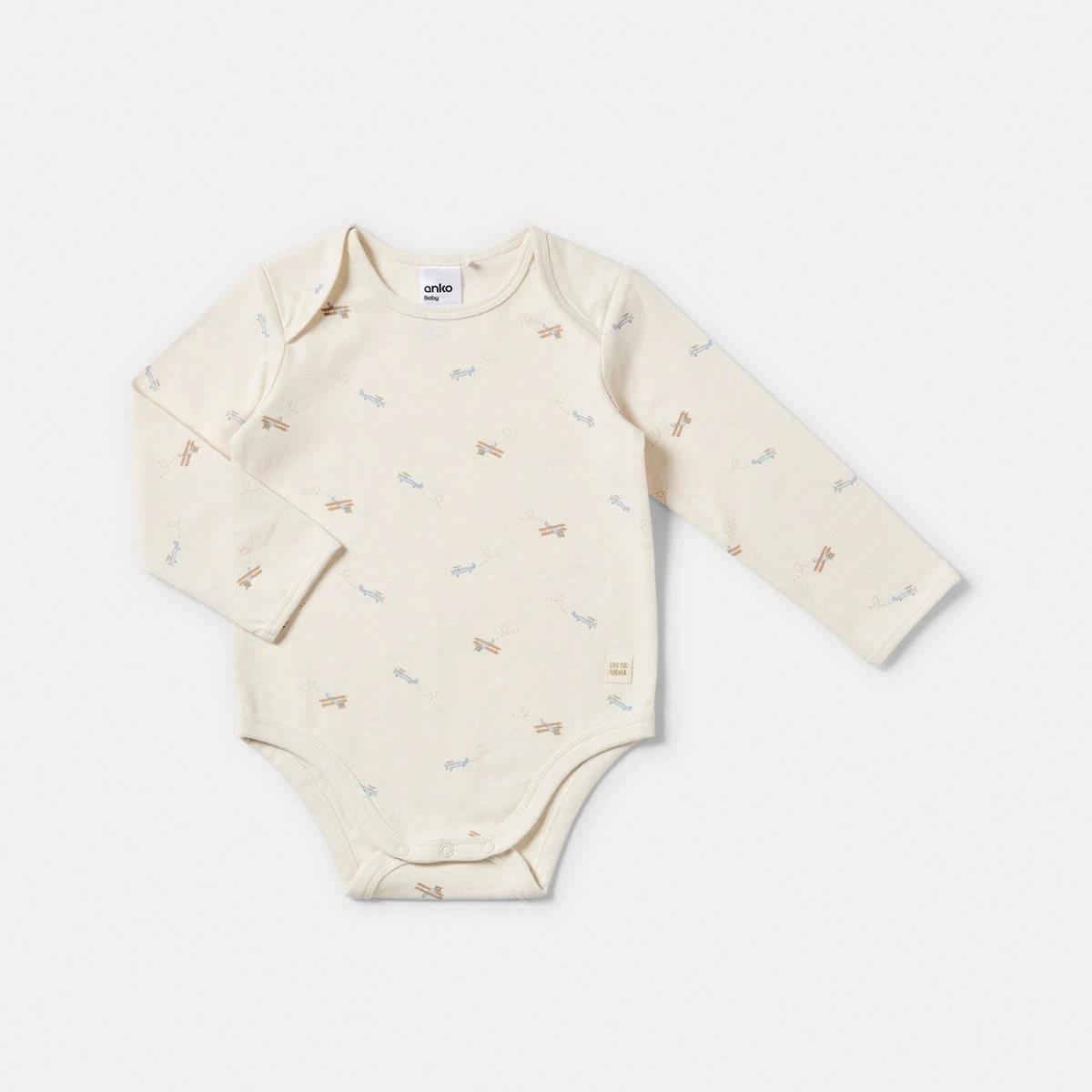3 2 Piece Long Sleeve Newborn Set CREAM DITSY PLANES, 3 of 6