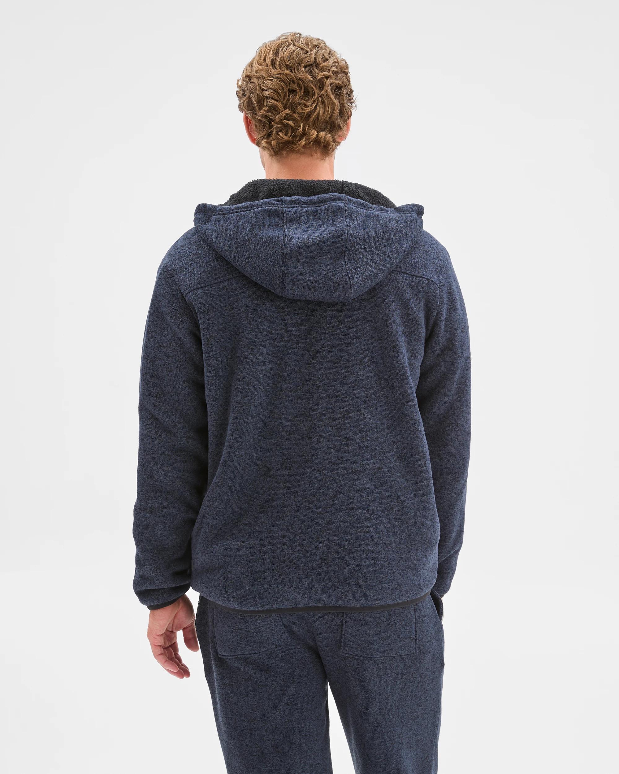 7 Target Man Teddy Lined Zip Through Fleece Hoodie NAVY MARLE, 7 of 7