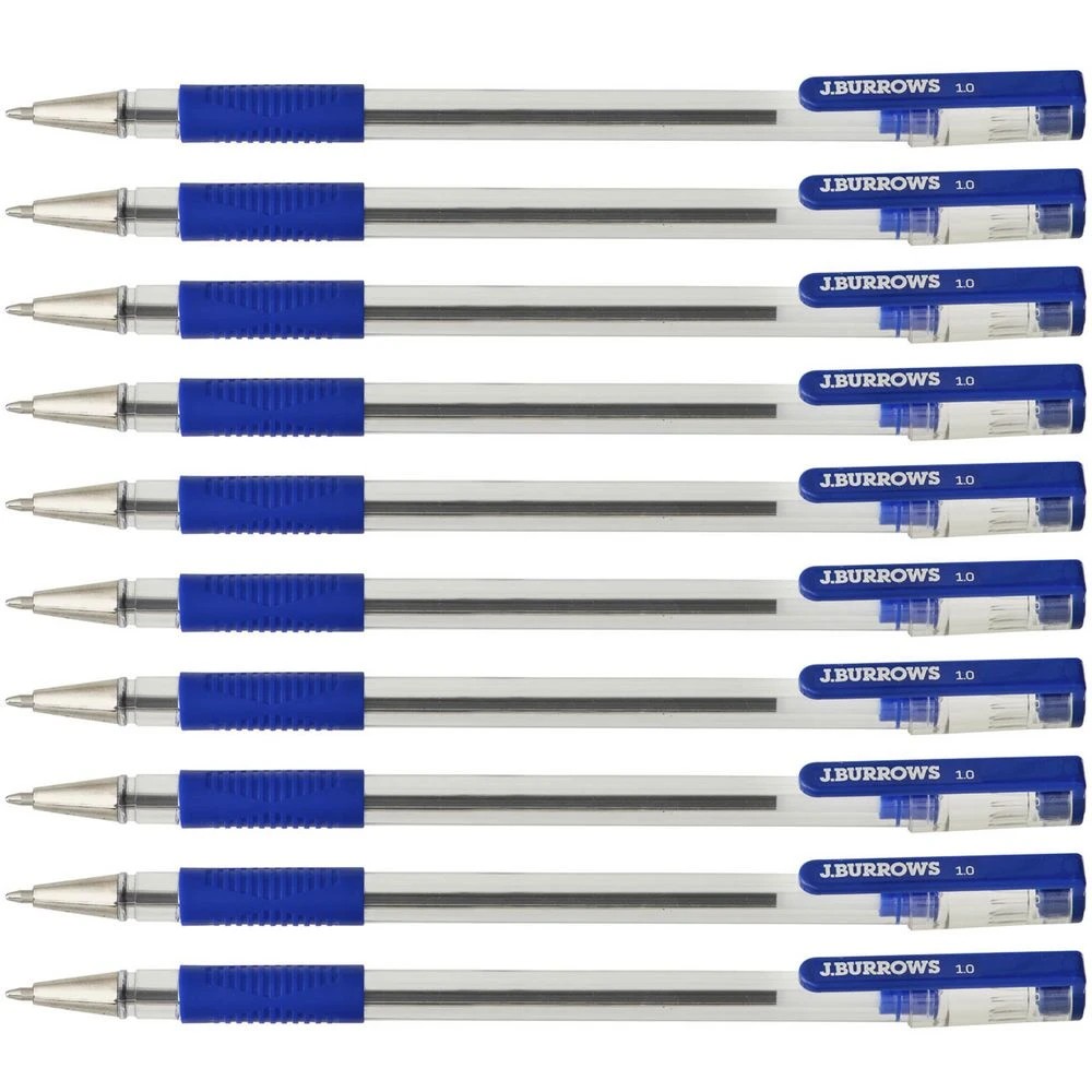 2 J.Burrows Grip Ballpoint Pens 1.0mm Blue 10 Pack, 2 of 2