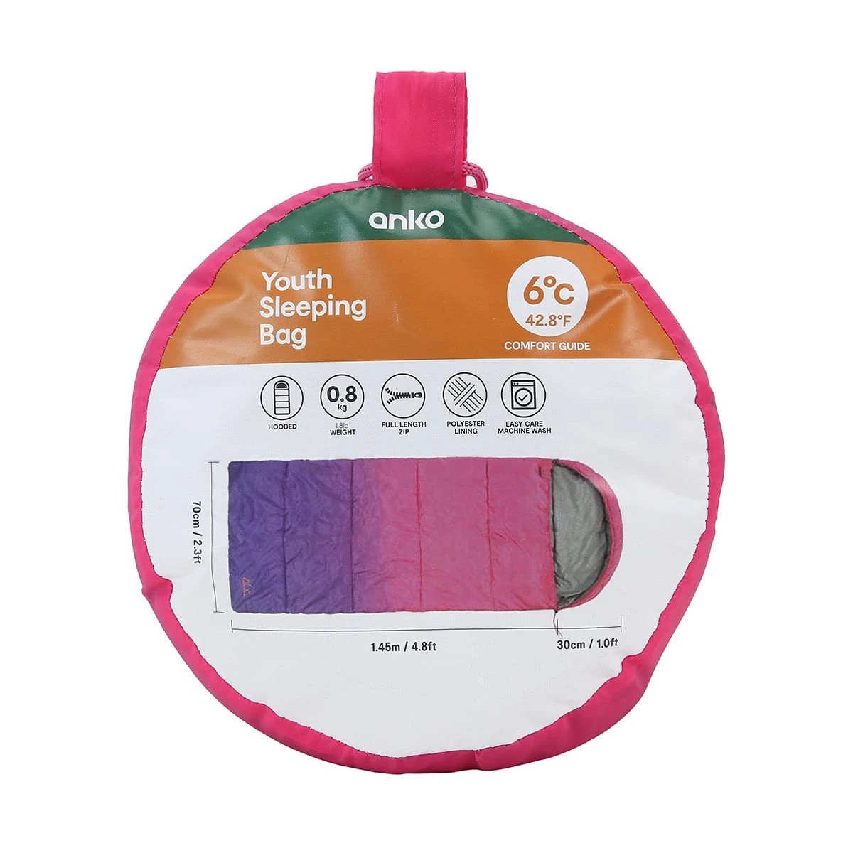 5 Kids Hooded Sleeping Bag Pink, 5 of 6