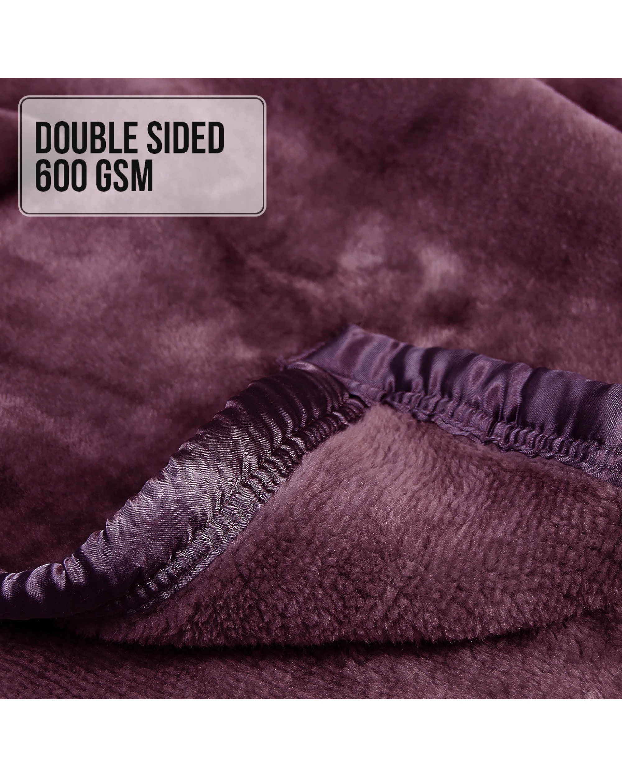 4 Laura Hill 600-gsm Mink Blanket Double-sided Soft Plush Bed Faux Throw Rug Wine Purple
 - Queen Bed, 4 of 8