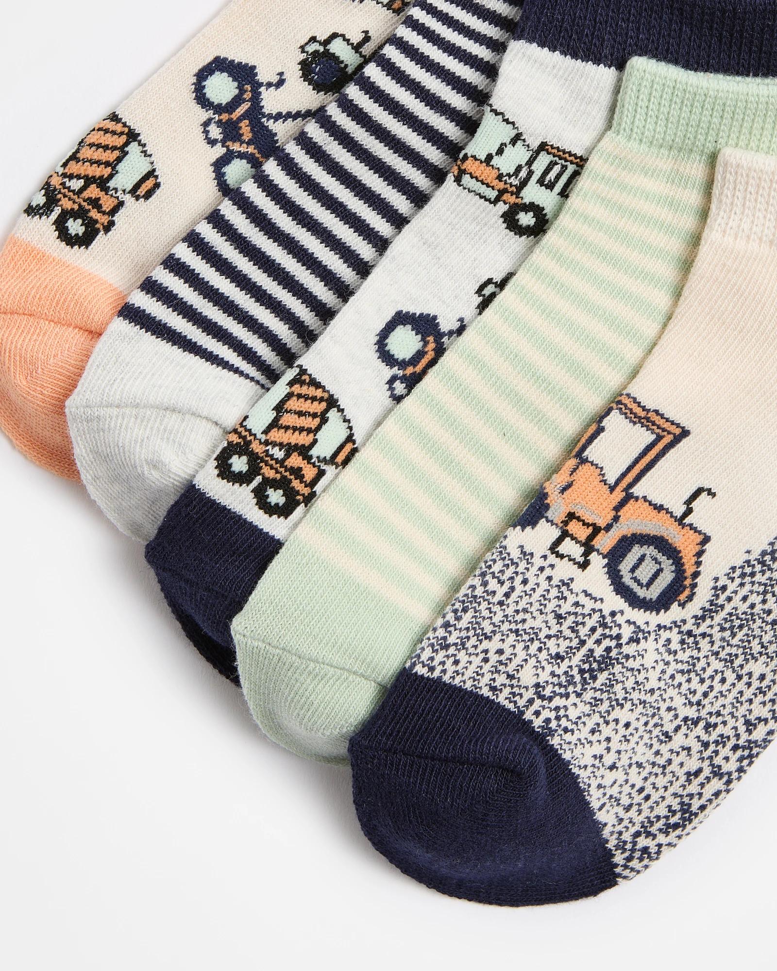 3 Boys Low Cut Socks 5 Pack - Maxx - Construction MULTI, 3 of 3