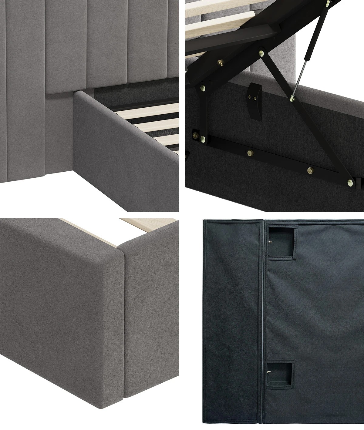 6 Oikiture Queen Bed Frame Gas Lift Base With Storage Oversized Headboard - Grey, 6 of 7