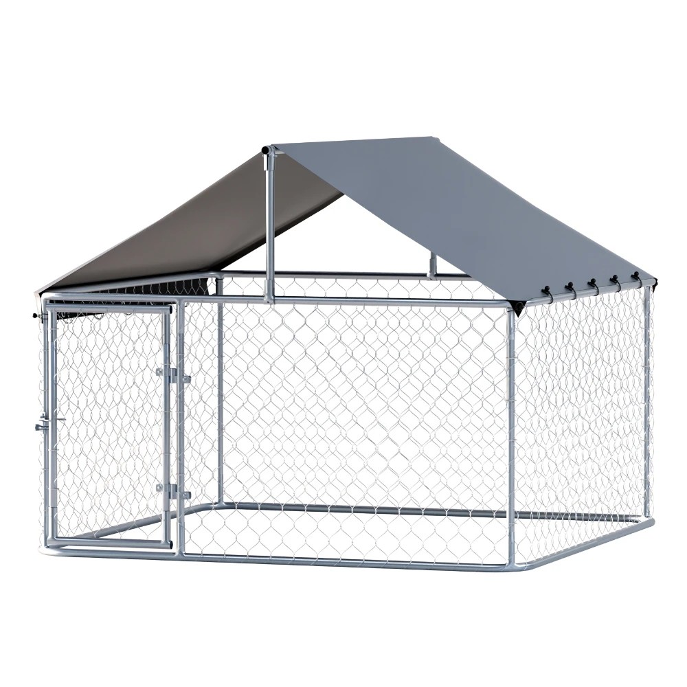1 i.Pet Dog Kennel Large House XL Pet Run Cage Puppy Outdoor Enclosure With Roof - Silver, 1 of 6