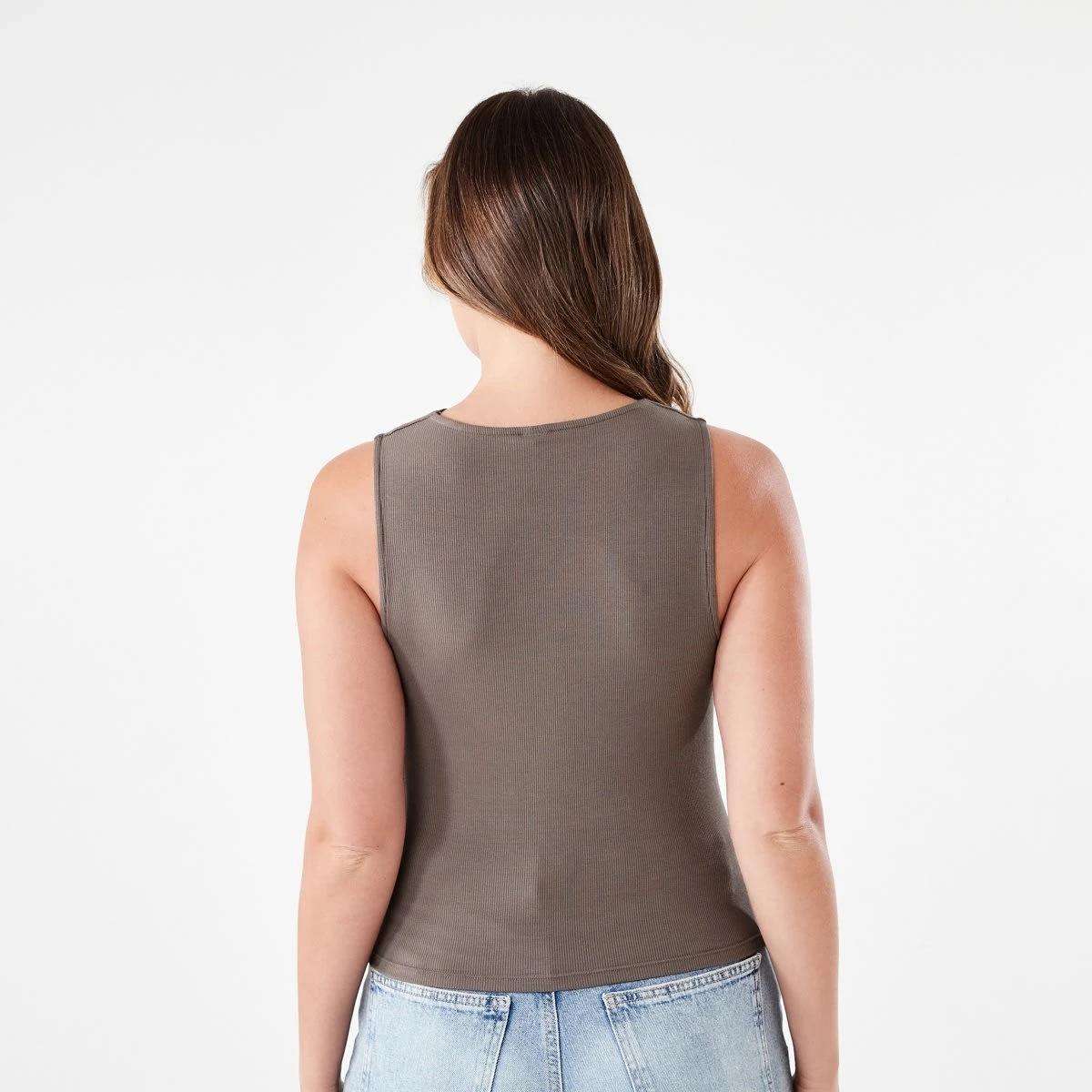 4 Sleeveless Drape Cowl Neck Top DEEP TAUPE, 4 of 7