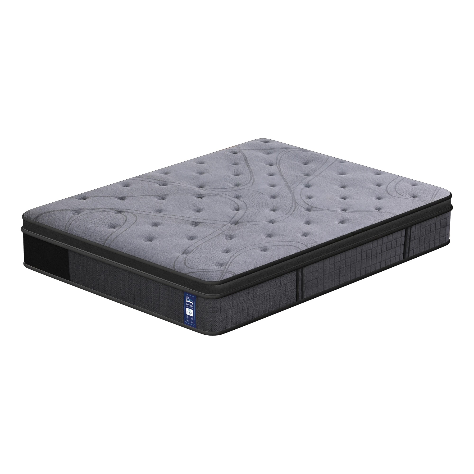 1 Levitex Mattress 33 cm 7-Zone Pocket Spring 8.0 Extra Firm with Dual-Row - King Bed - Grey, 1 of 7