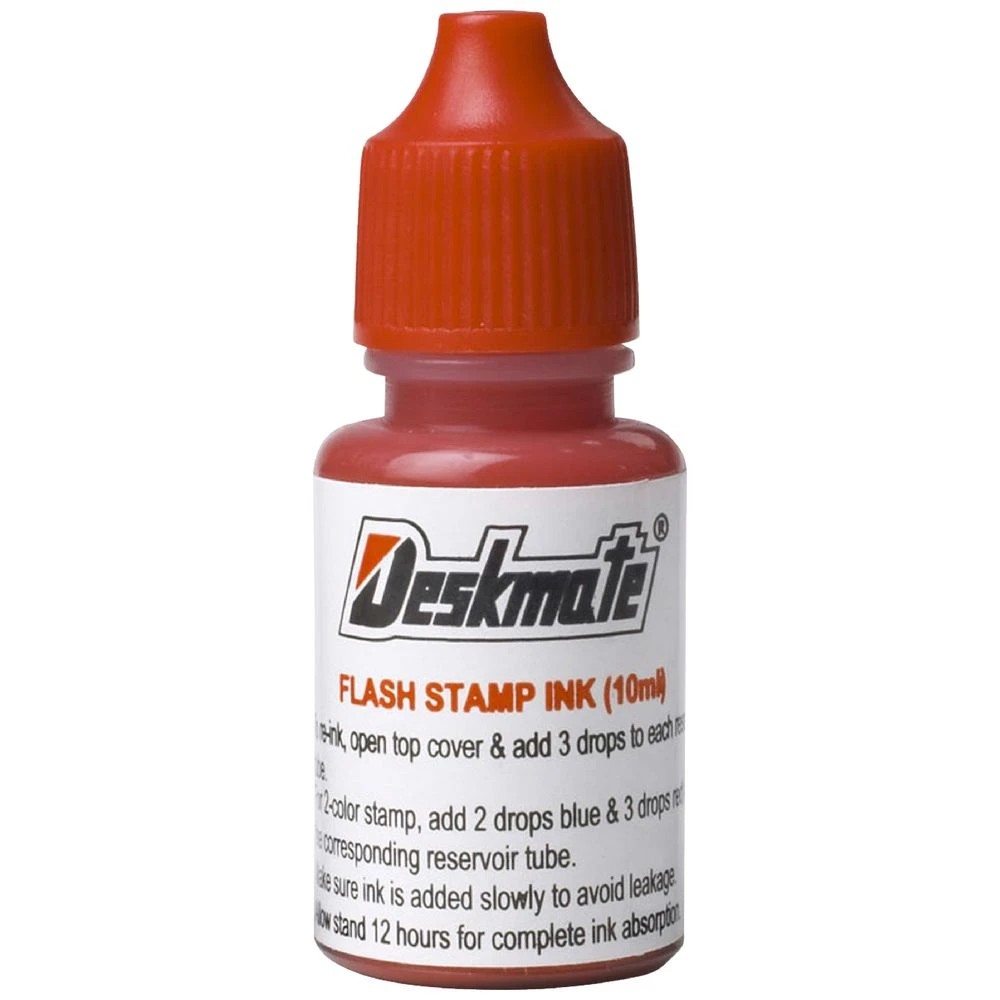 1 Deskmate Pre-Inked Office Stamp Refill Ink 10mL Red, 1 of 1