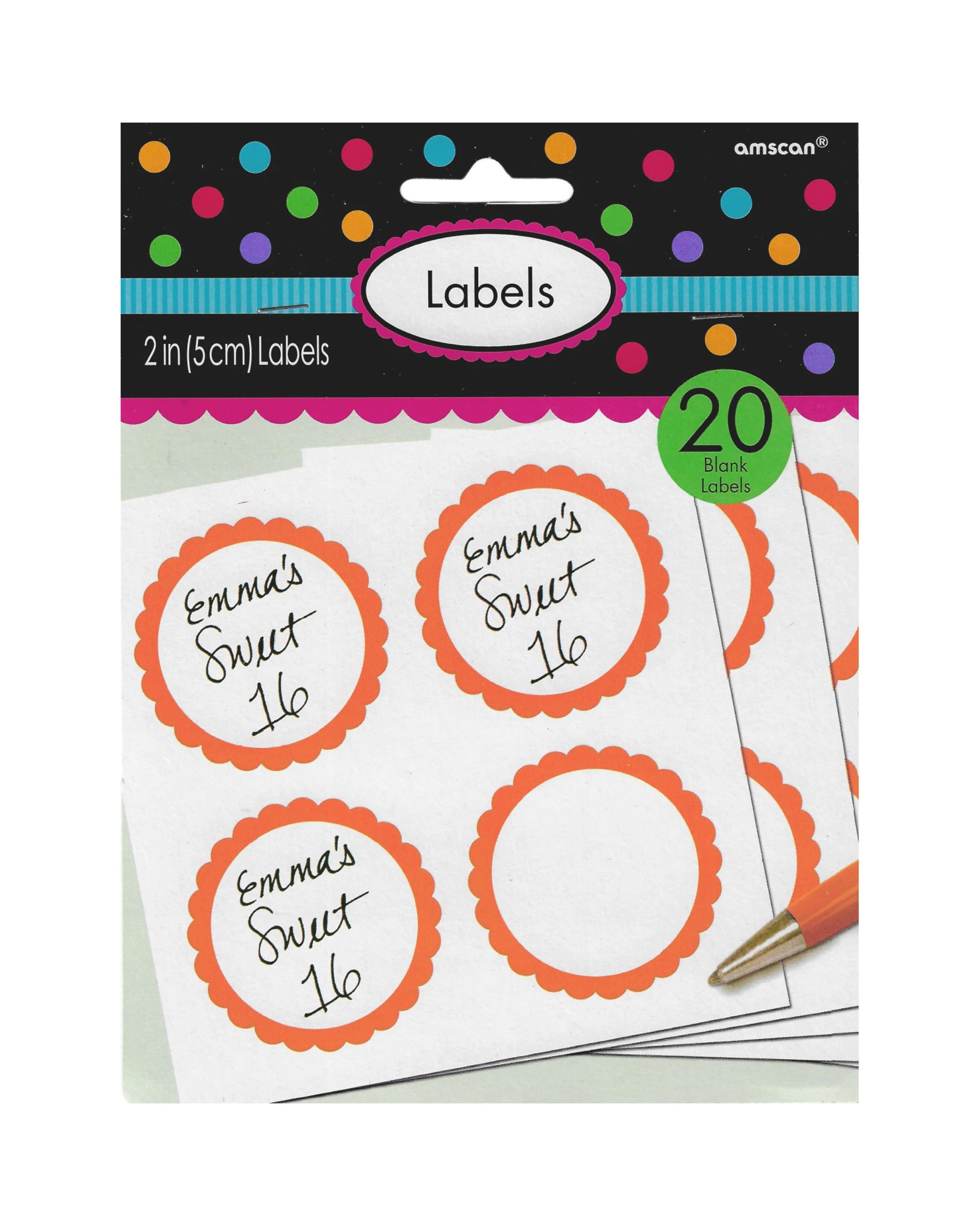 1 Anagram Favour Labels Pack of 20 - Orange, 1 of 1