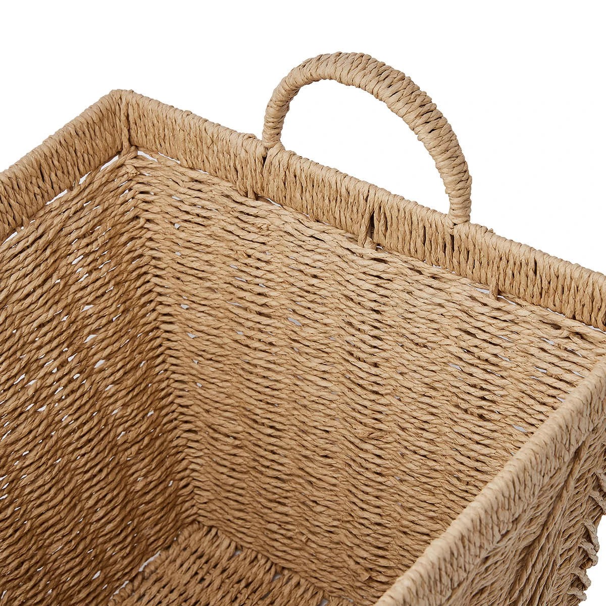 2 Rectangle Herringbone Paper Rope Basket - Natural, 2 of 7