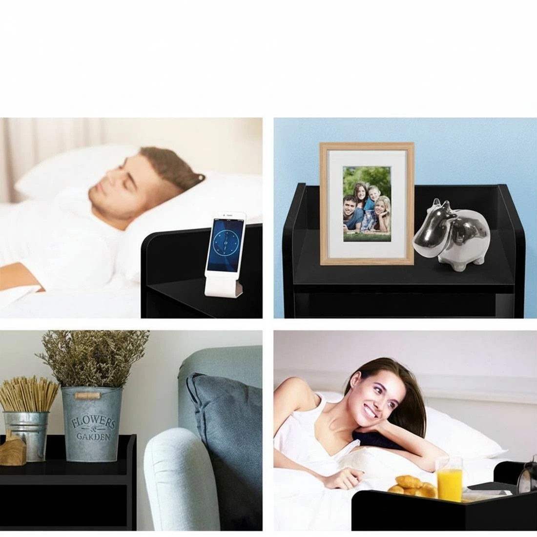 7 Artiss Bedside Table 1 Drawer with Shelf - Black, 7 of 10