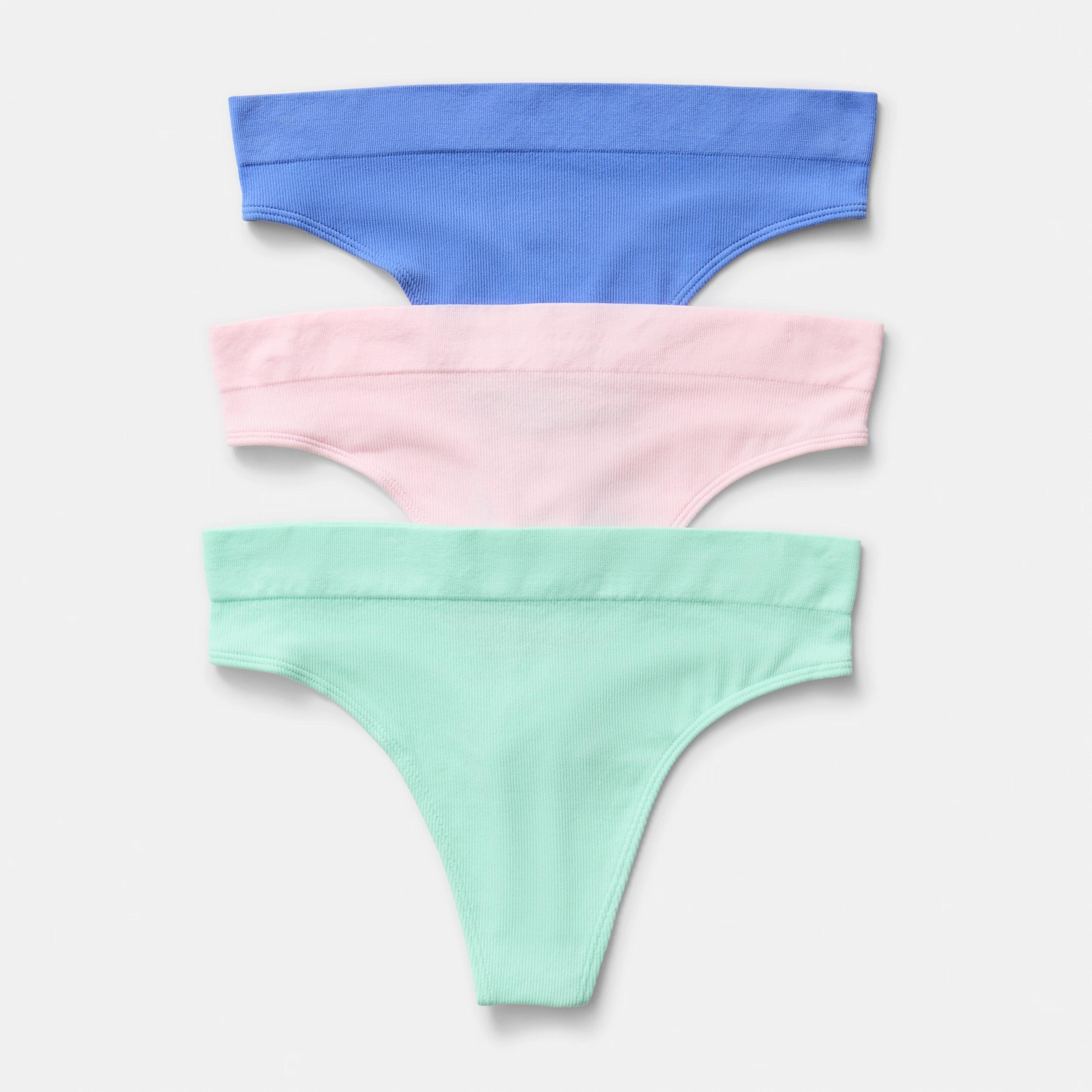 1 3 Pack Rib Seamfree G-string Briefs BLUE MARINE, BALLERINA, BRIGHT MINT, 1 of 8