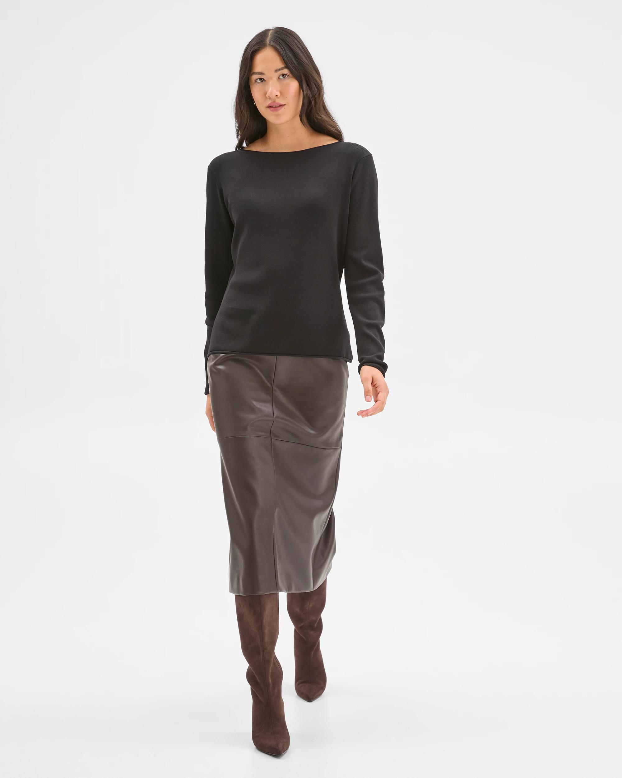 2 Preview PU Midi Pencil Skirt TRUFFLE, 2 of 6