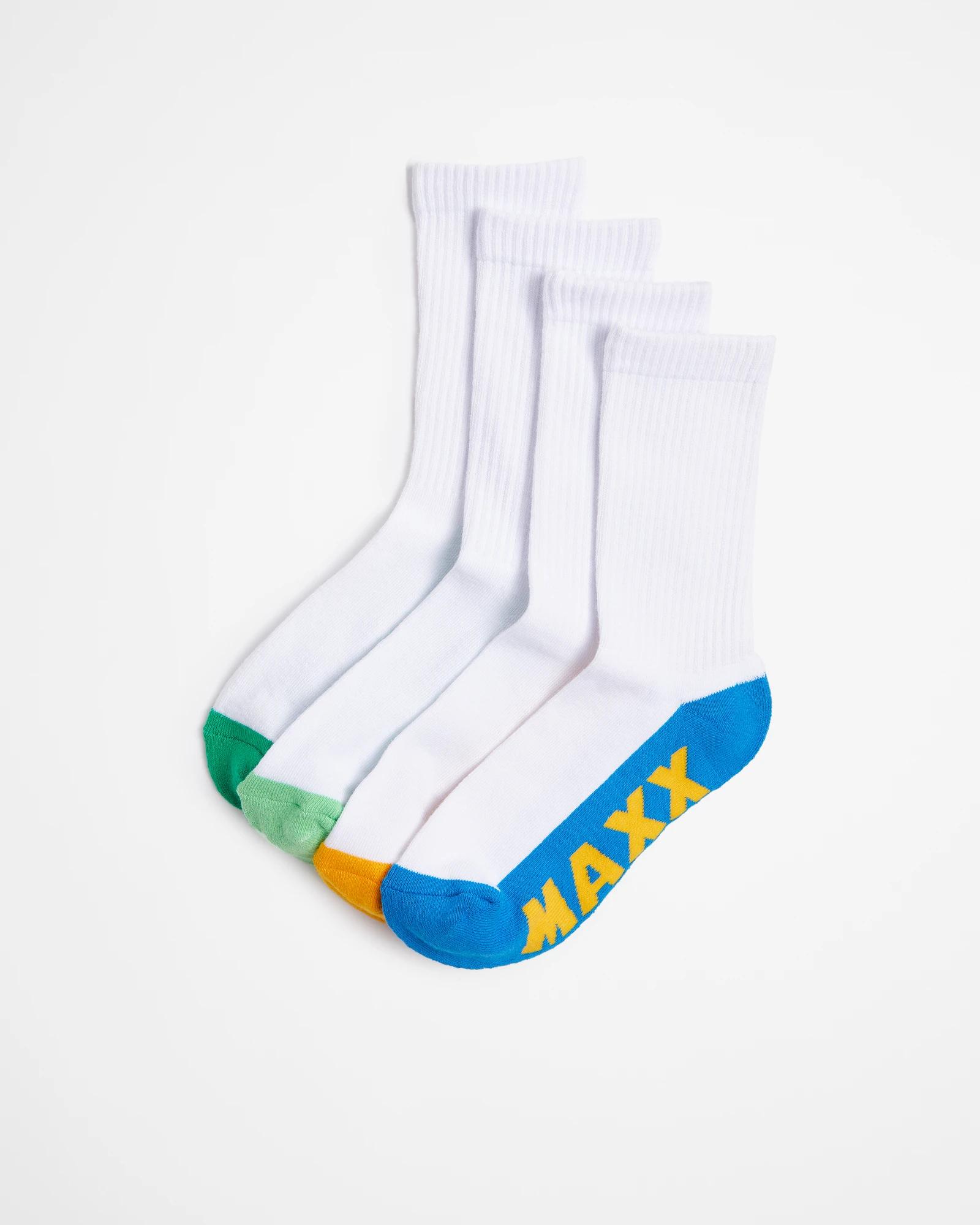 1 Kids Maxx Sport Crew Socks 4 Pack WHITE, 1 of 3