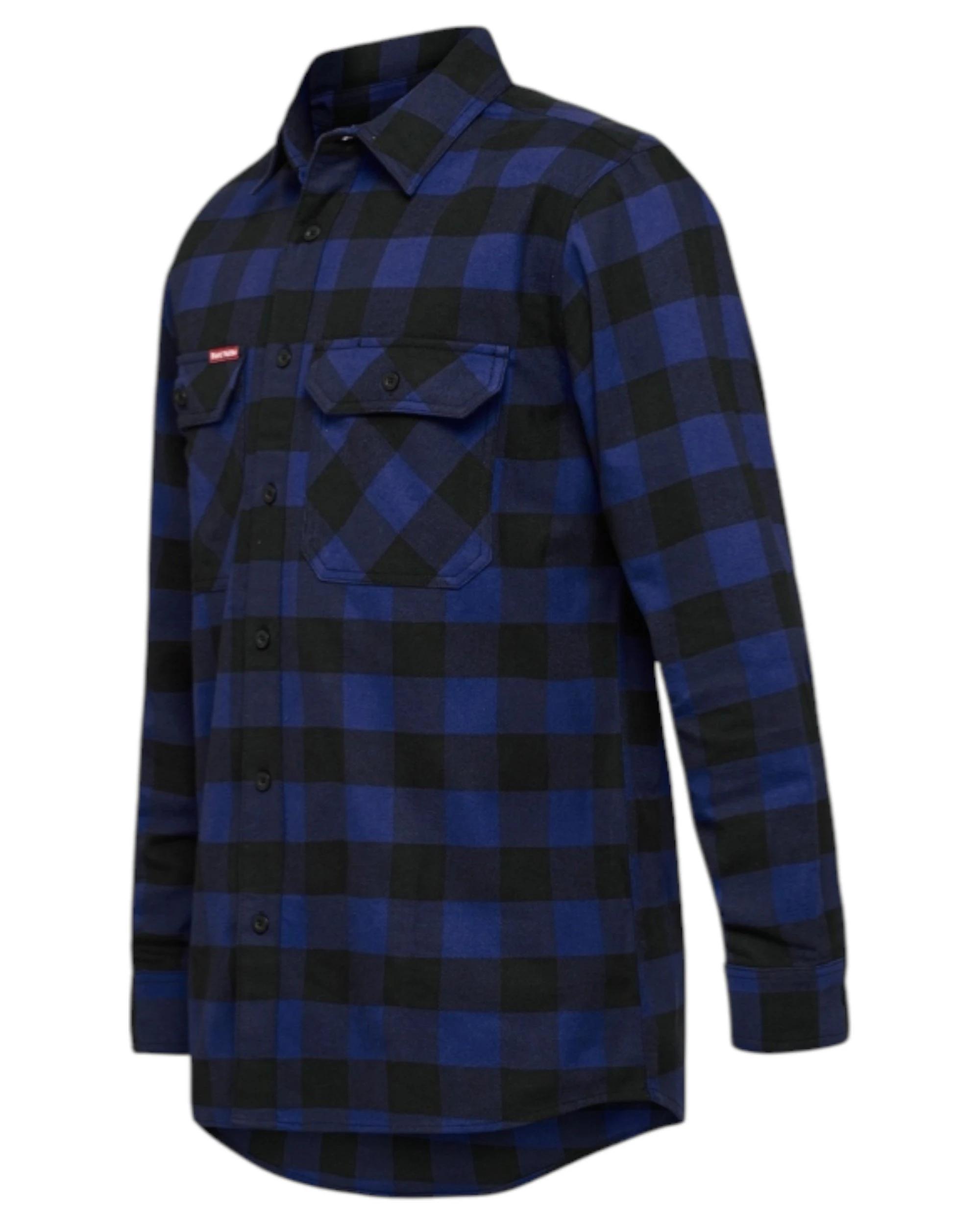 1 Hard Yakka Mens Foundation New Check Flannel Shirt Blue Y07295 BLUE CHECK, 1 of 6