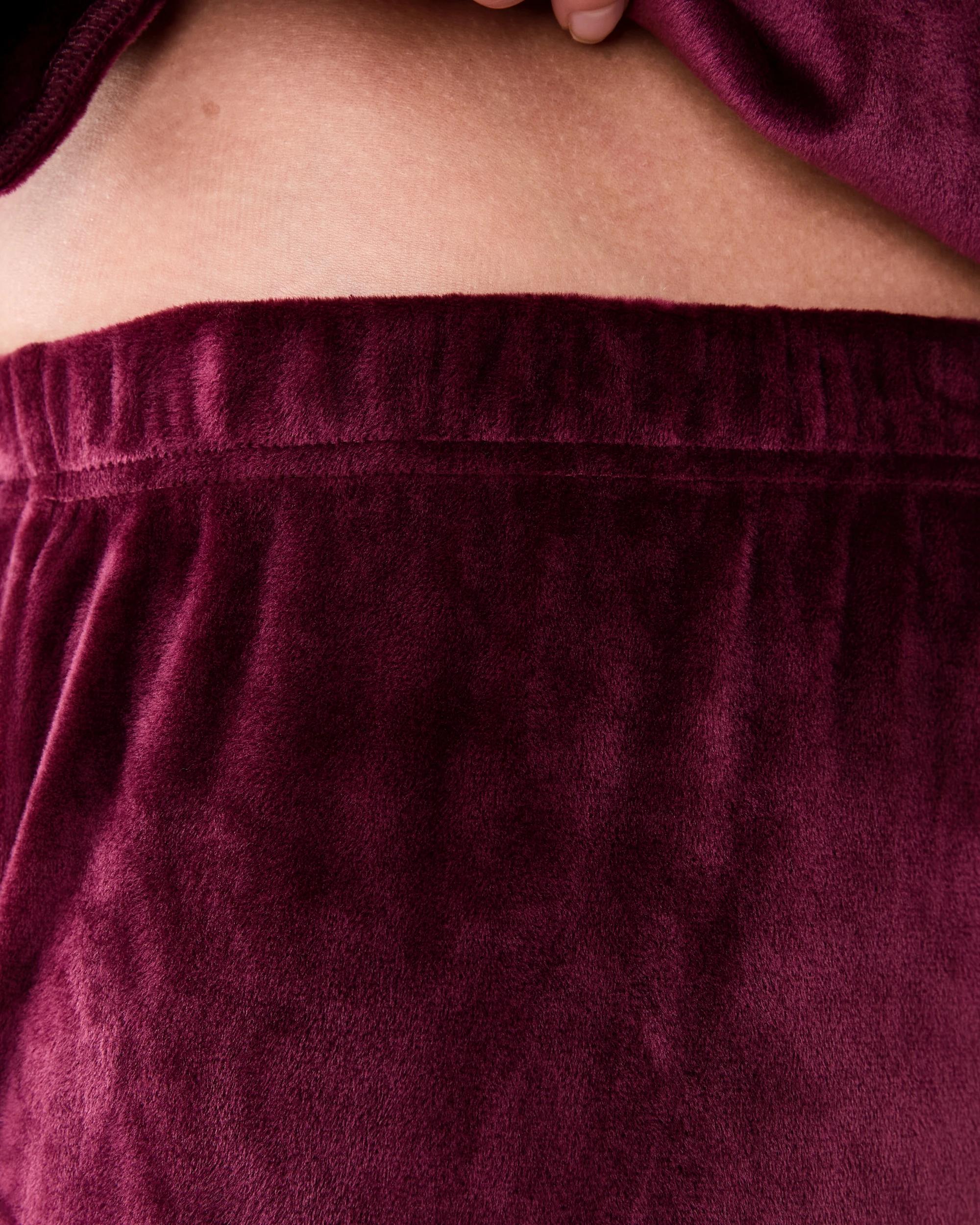 8 Long Sleeve Top and Pants Velour Pyjama Set Velvet Red, 8 of 8