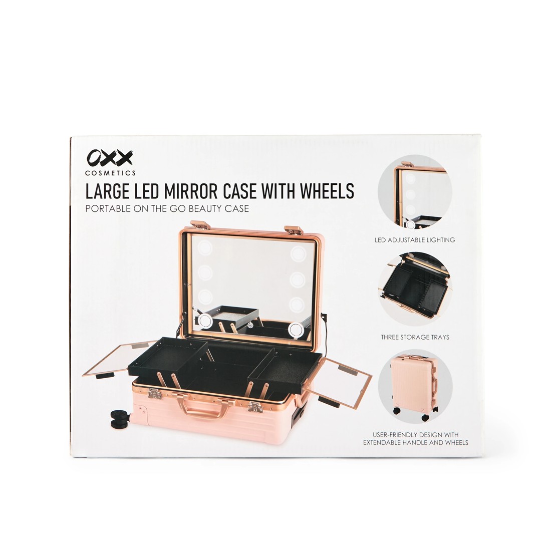 2 OXX Cosmetics Large LED Mirror Case with Wheels, 2 of 10
