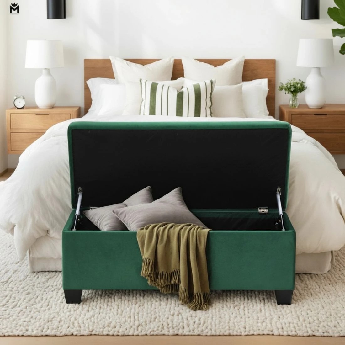 5 Artiss Storage Ottoman 97cm Blanket Box - Green, 5 of 6