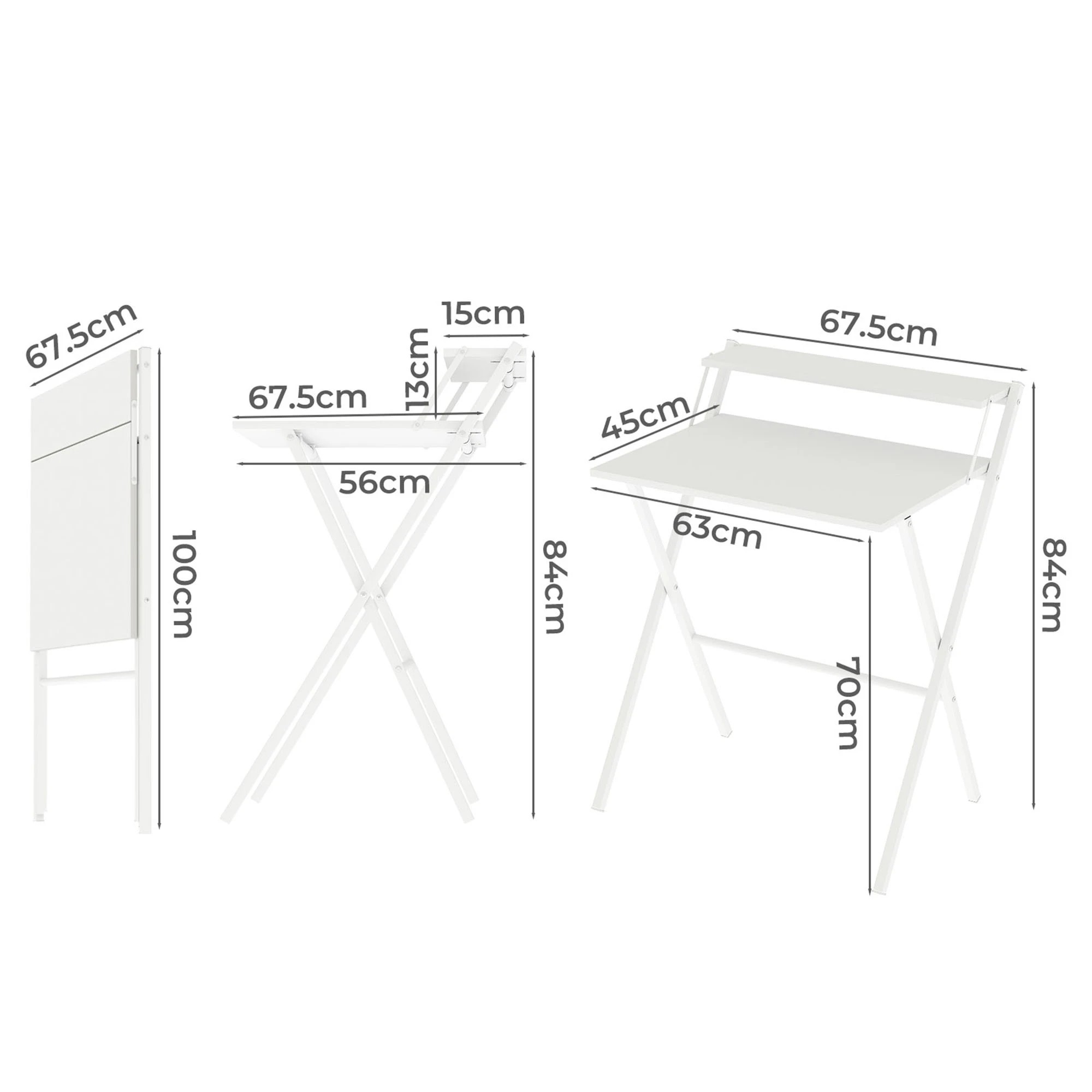 3 Levede Foldable Computer Desk - White, 3 of 9