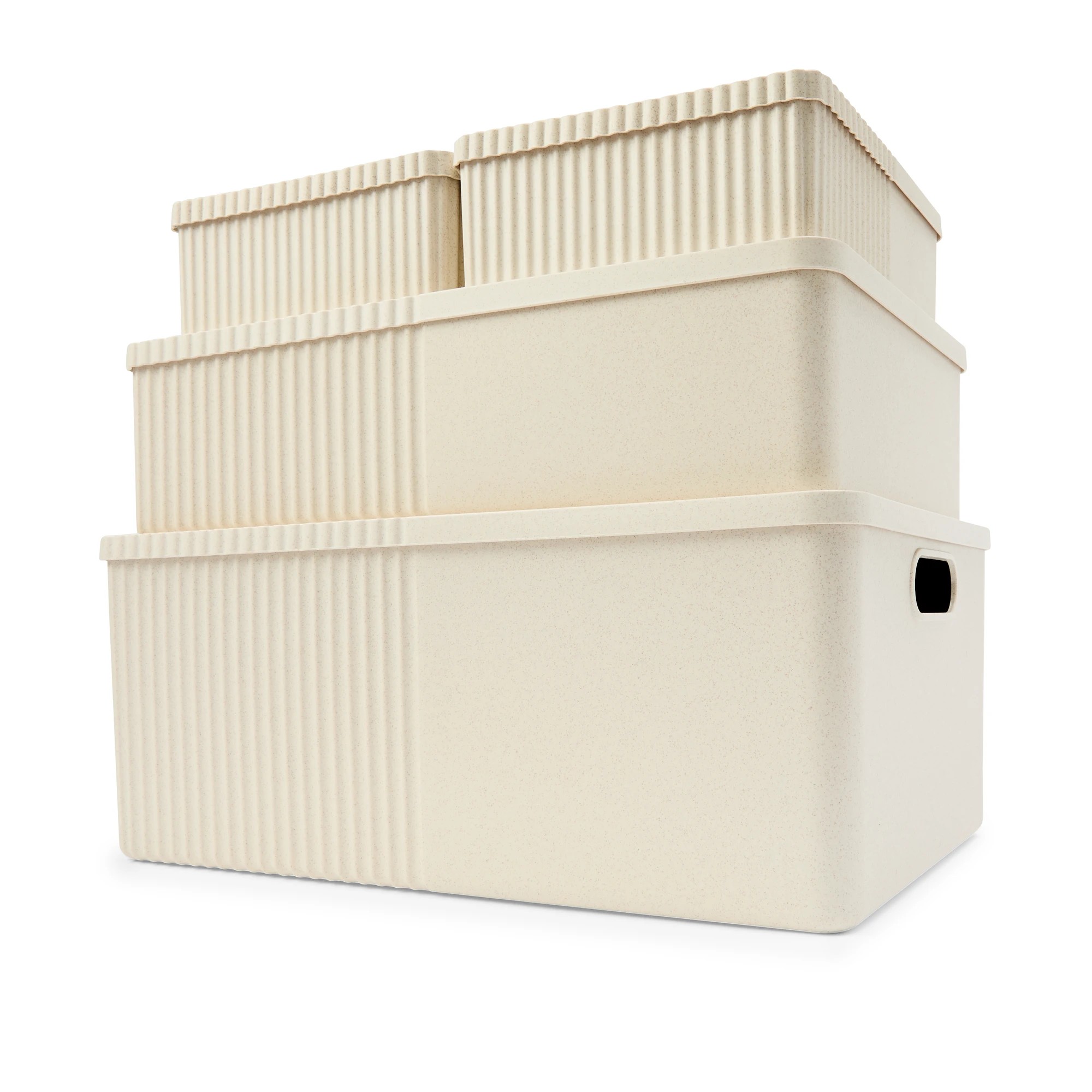 1 Set of 4 Stackable Boxes - Oatmeal, 1 of 7