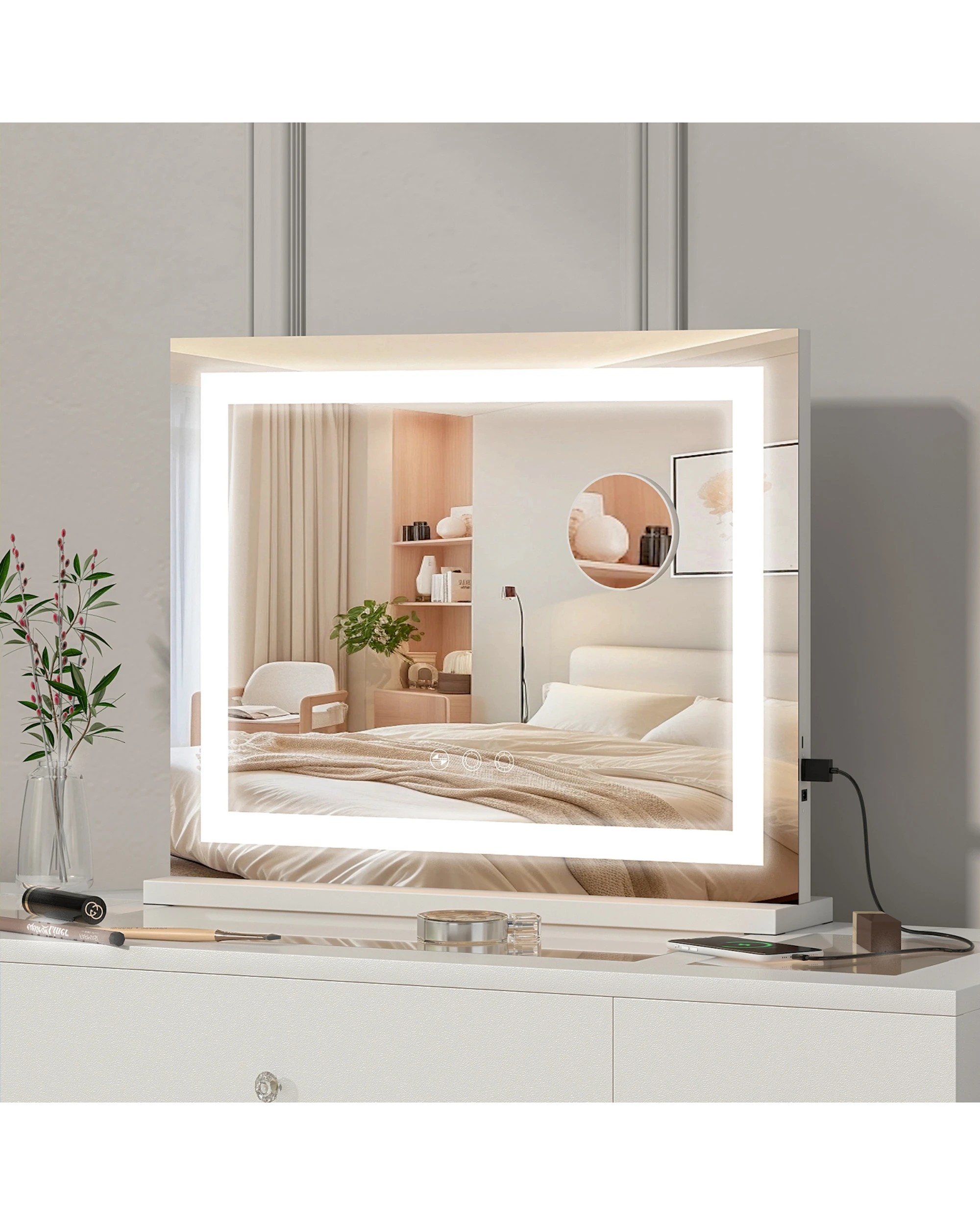 3 Advwin Hollywood Vanity Makeup Mirror With LED Lights and 5x Magnification, 3 of 8