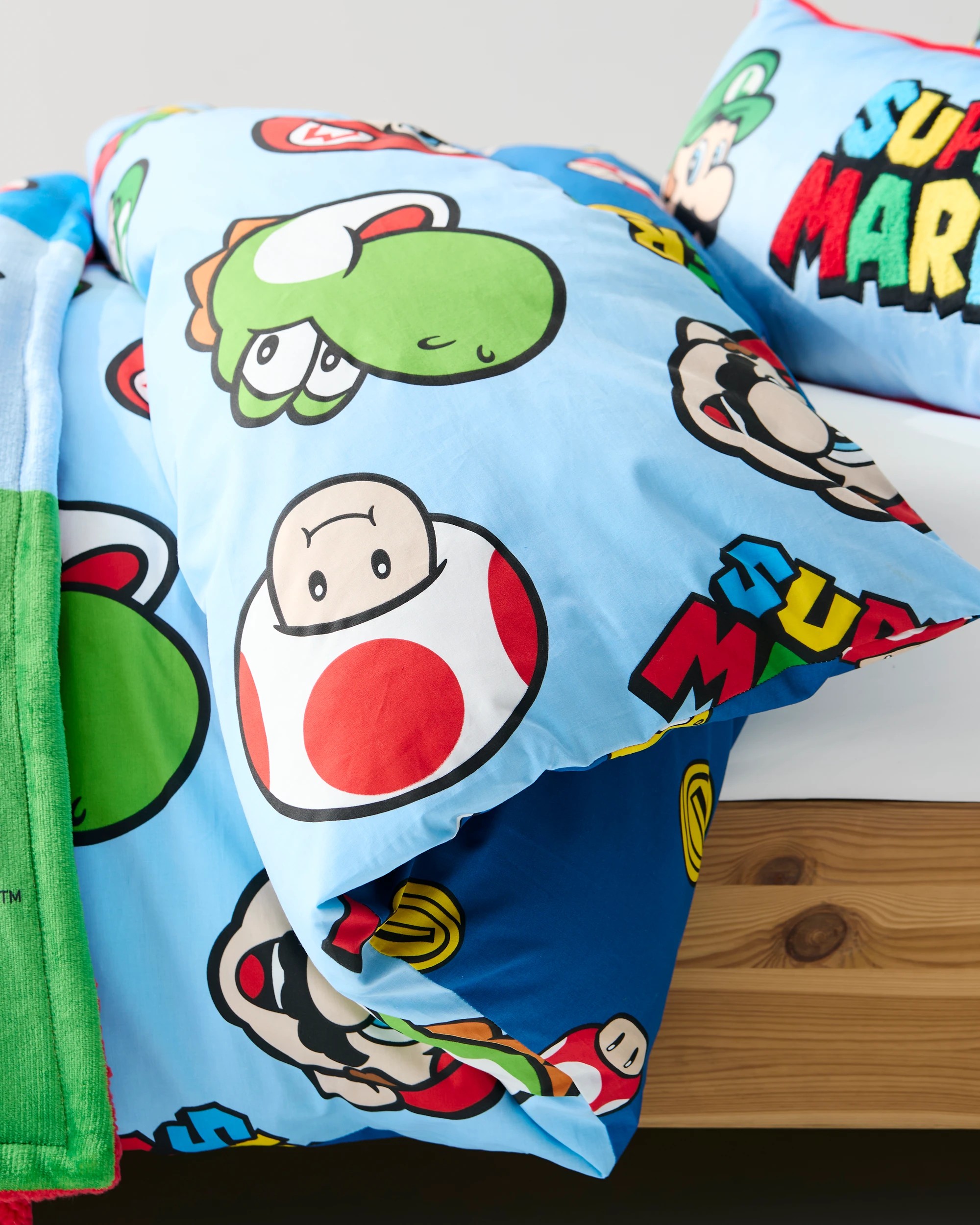 3 Super Mario Cotton Kids Quilt Cover Set - Queen Bed - Blue, 3 of 10