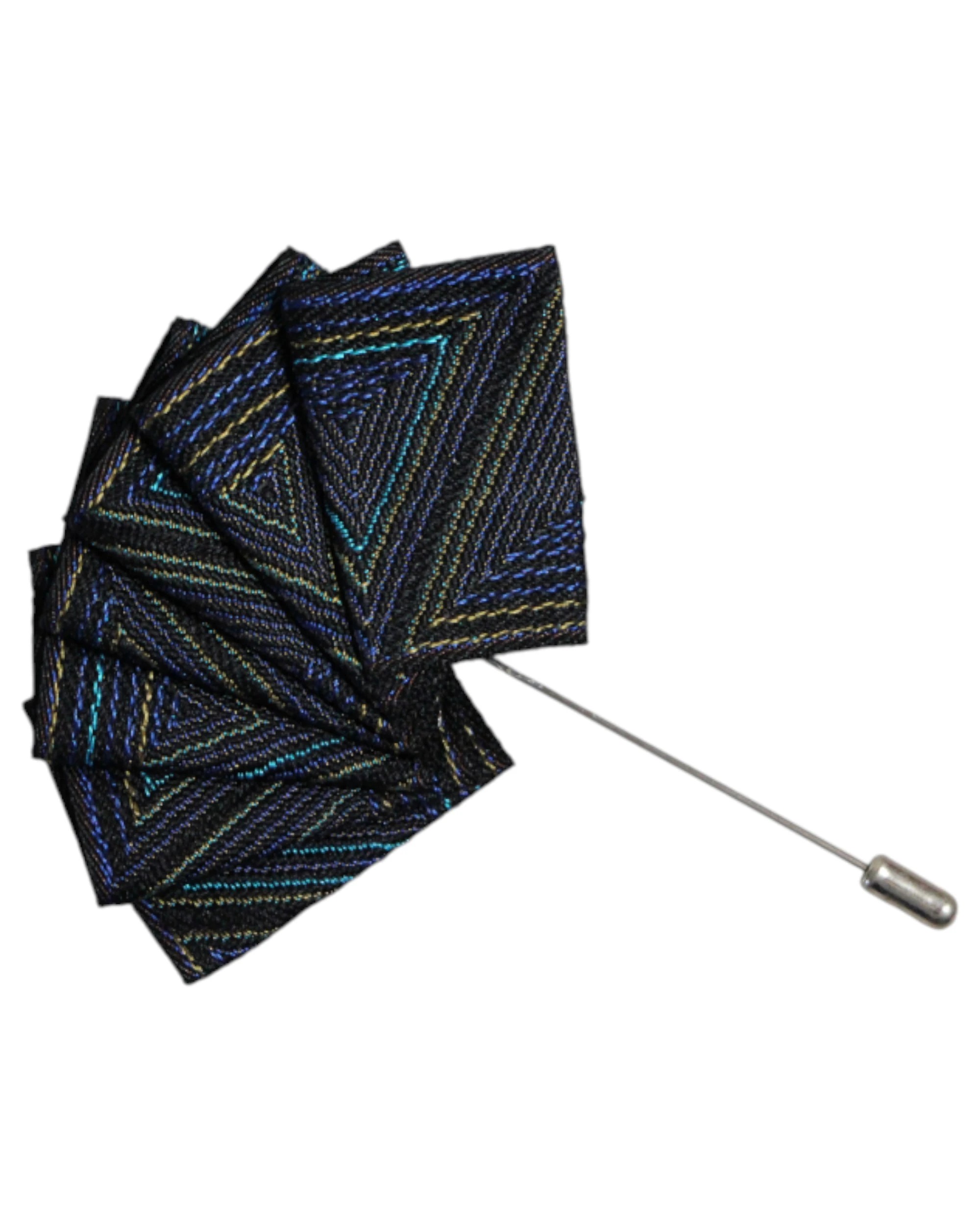 1 Zasel Mens Black Coloured Triangles Suit Pocket Square Blazer Jacket Lapel Pin - Multi - Multi, 1 of 3