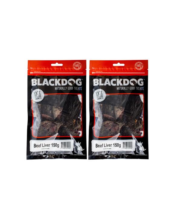 Blackdog Naturally Good Treats Beef Liver 2 Pack 150g High Protein Dog Chew - Black