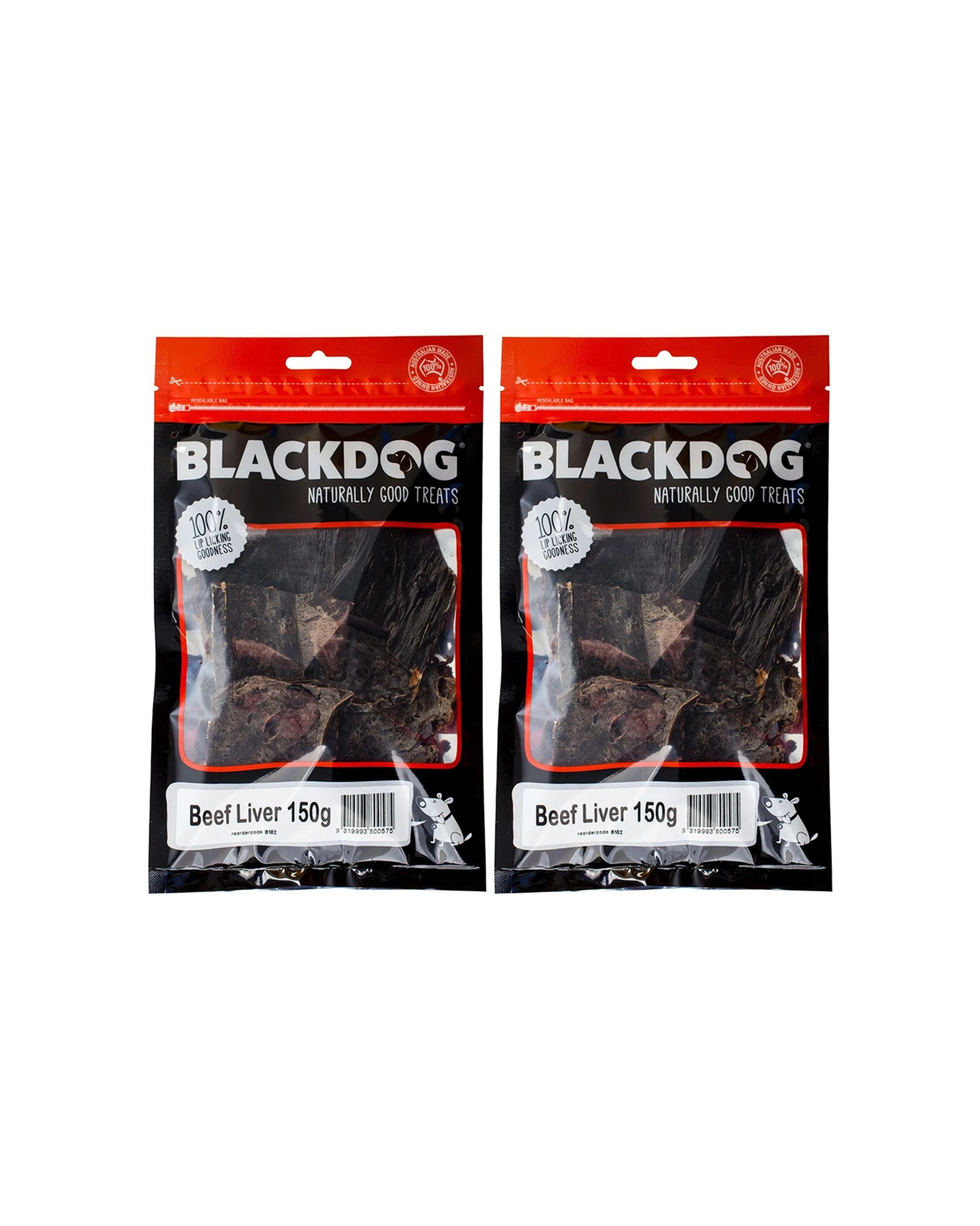 1 Blackdog Naturally Good Treats Beef Liver 2 Pack 150g High Protein Dog Chew - Black, 1 of 2